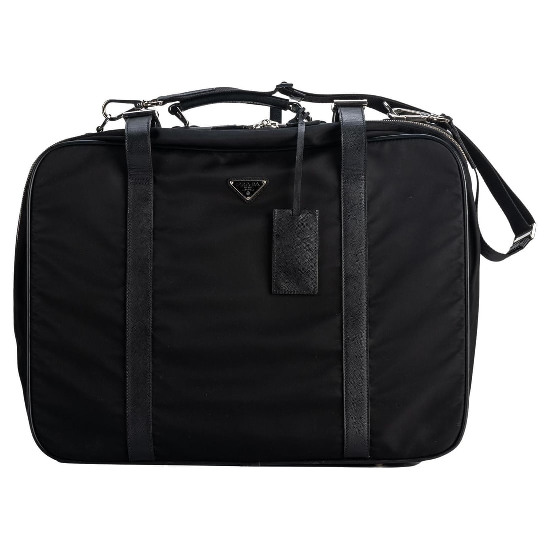 Prada Unisex Black Nylon Leather Weekender Suitcase 20x7x16 (1 of 18)