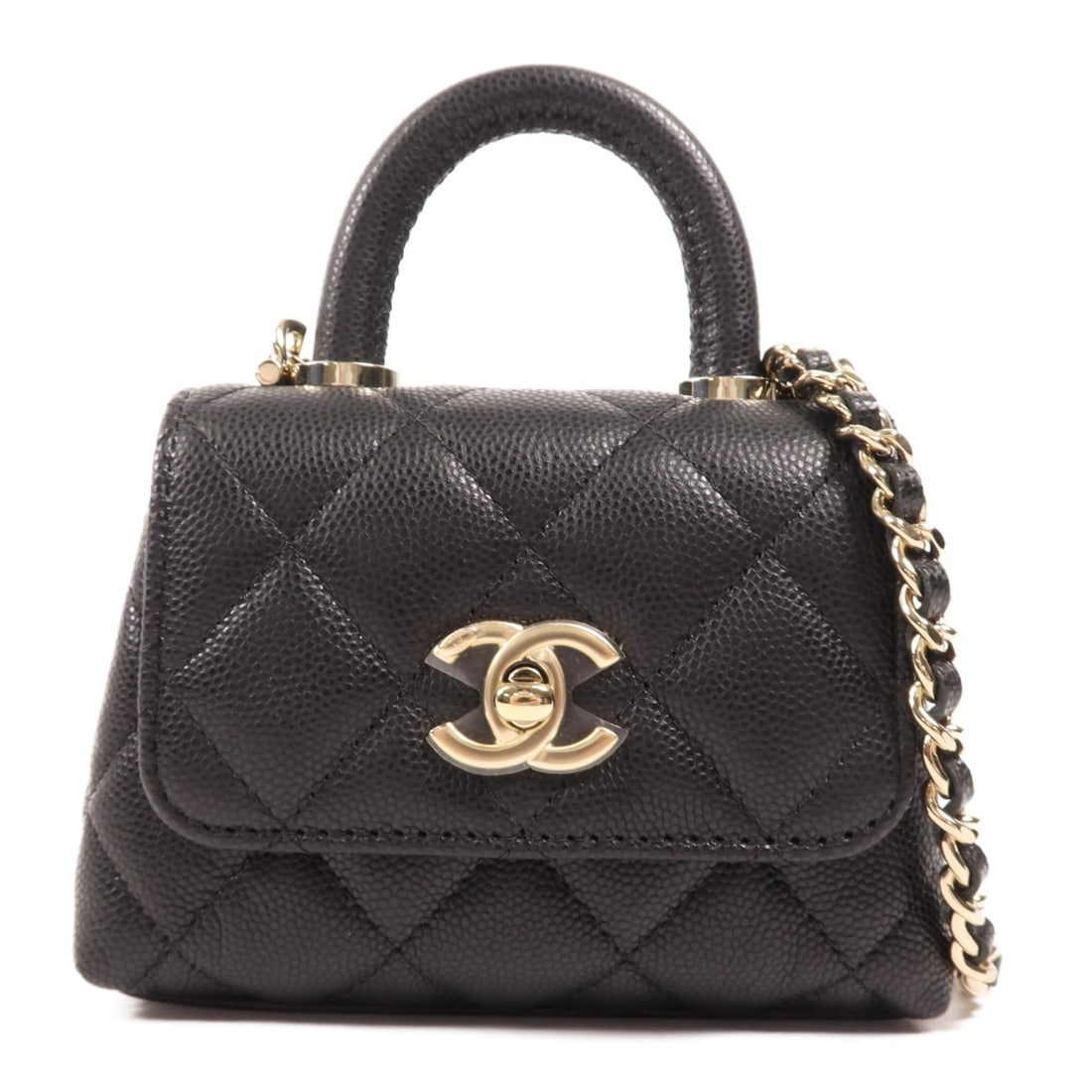 CHANEL Nano CoCo Handle Black Calfskin Shoulder Bag AP4245B (1 of 14)