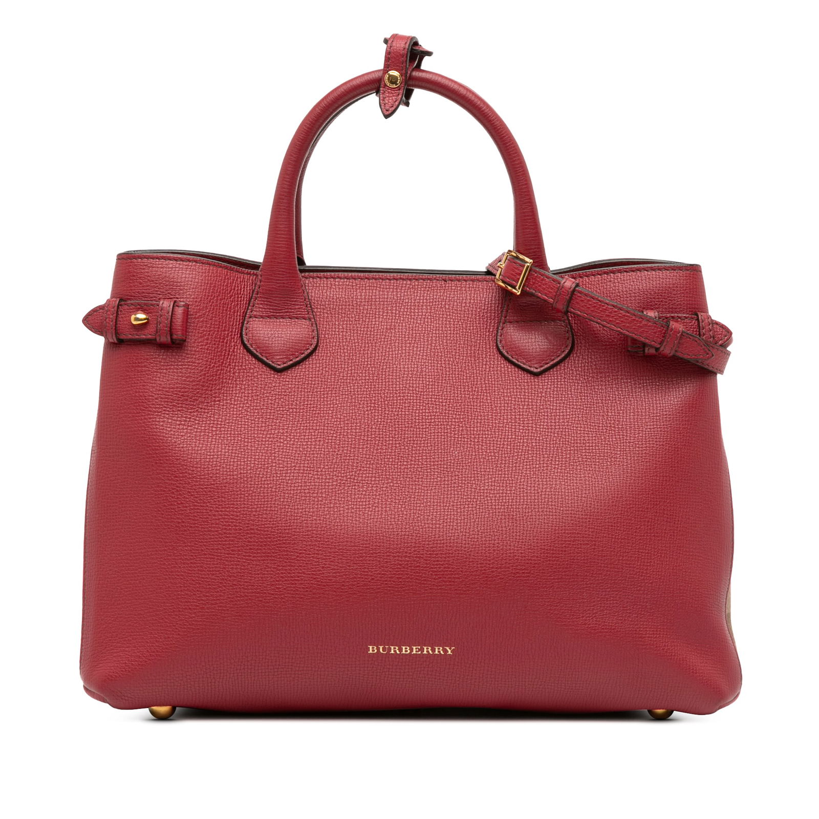 Burberry Medium Red Leather House Check Banner Satchel (1 of 10)