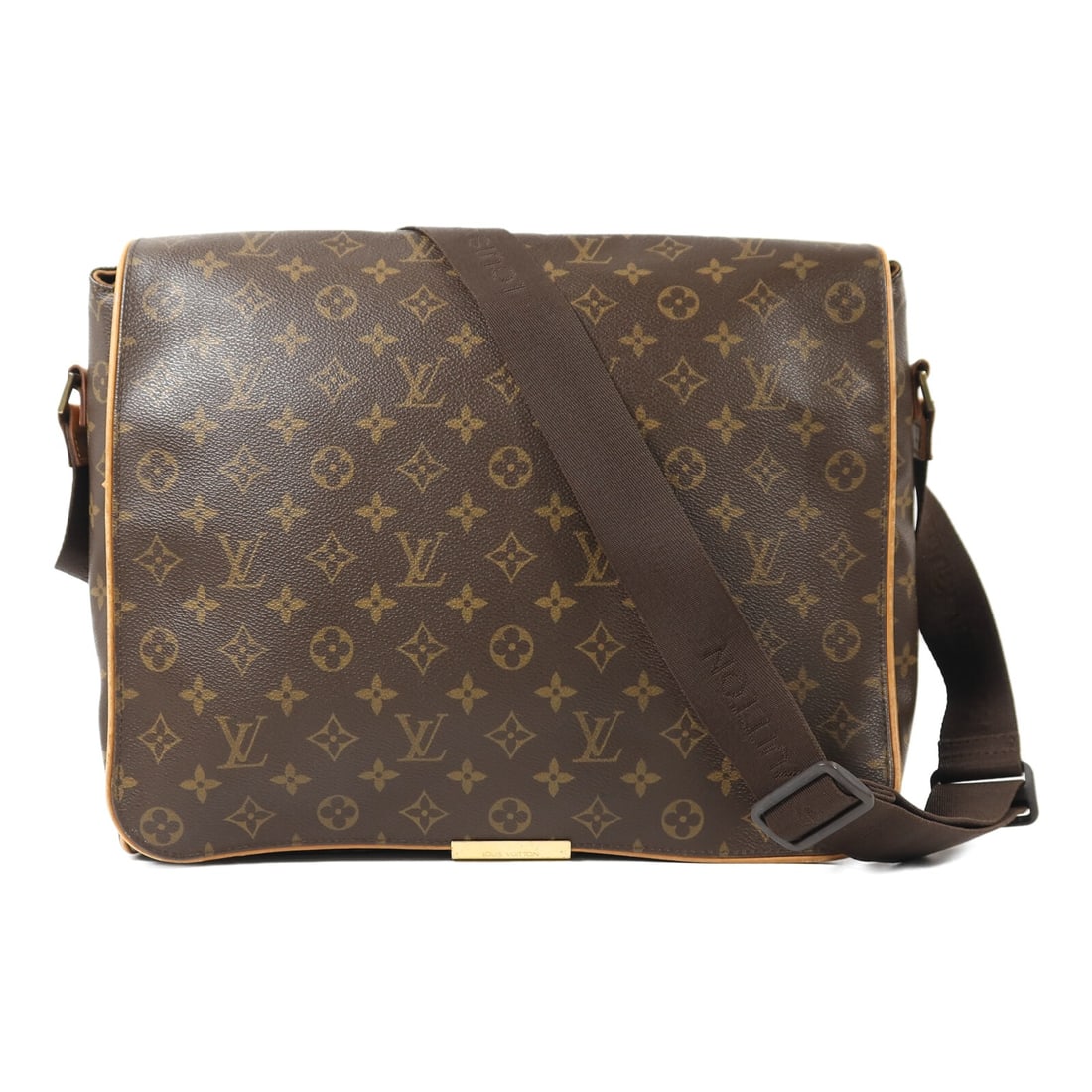Louis Vuitton Abbesses Monogram Shoulder Bag with Gold Tone Hardware M45257: Louis Vuitton Abbesses Monogram Shoulder Bag with Gold Tone Hardware M45257 This Louis Vuitton Abbesses shoulder bag features the signature monogram pattern in brown PVC coated canvas. Designed for ev