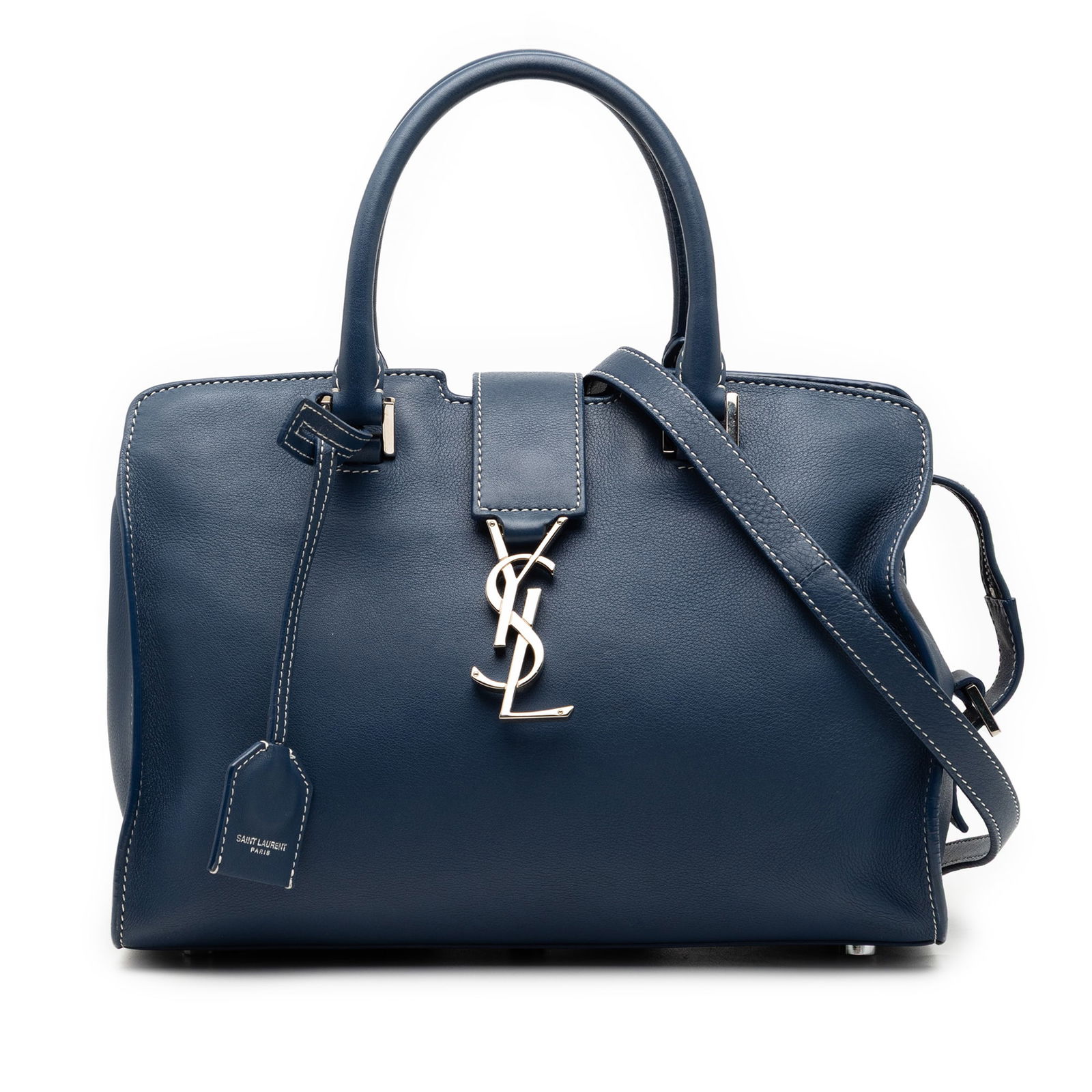 Saint Laurent Baby Downtown Cabas Blue Leather Monogram Satchel Bag (1 of 7)