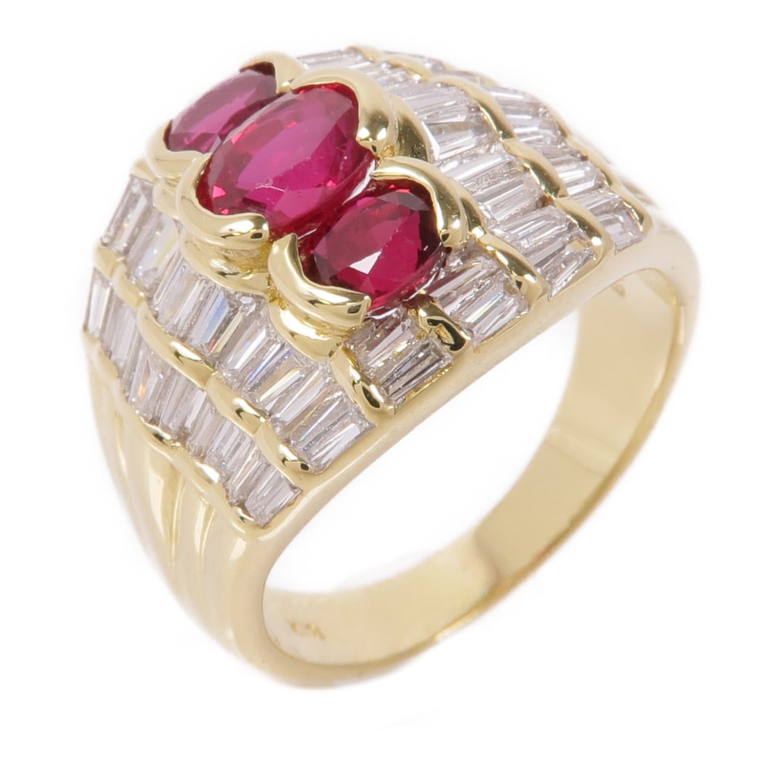Elegant Ruby Diamond Ring in 18K Yellow Gold Size 6.5 (1 of 10)
