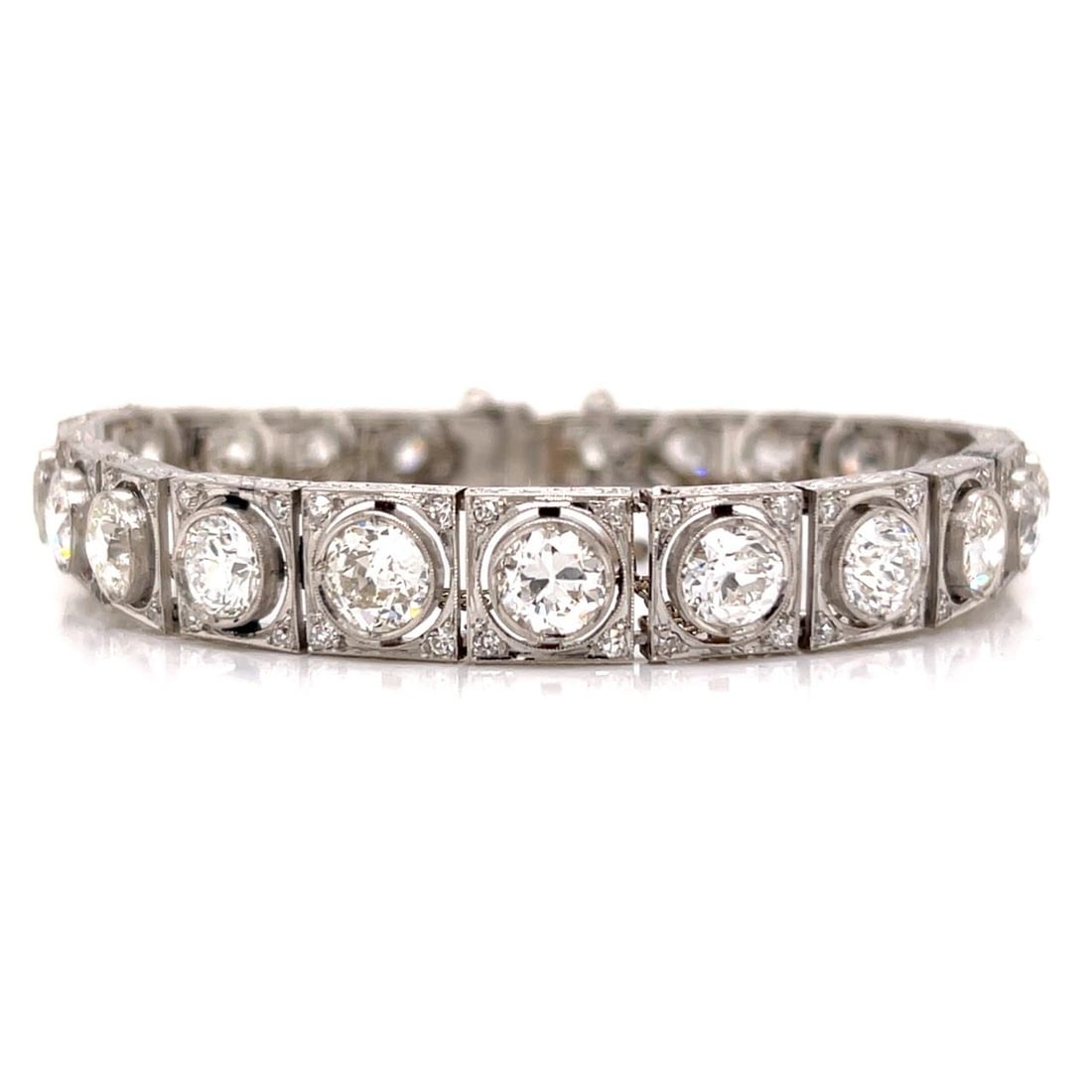 Platinum Diamond Bracelet Art Deco Era 15 Carat Total Weight (1 of 4)