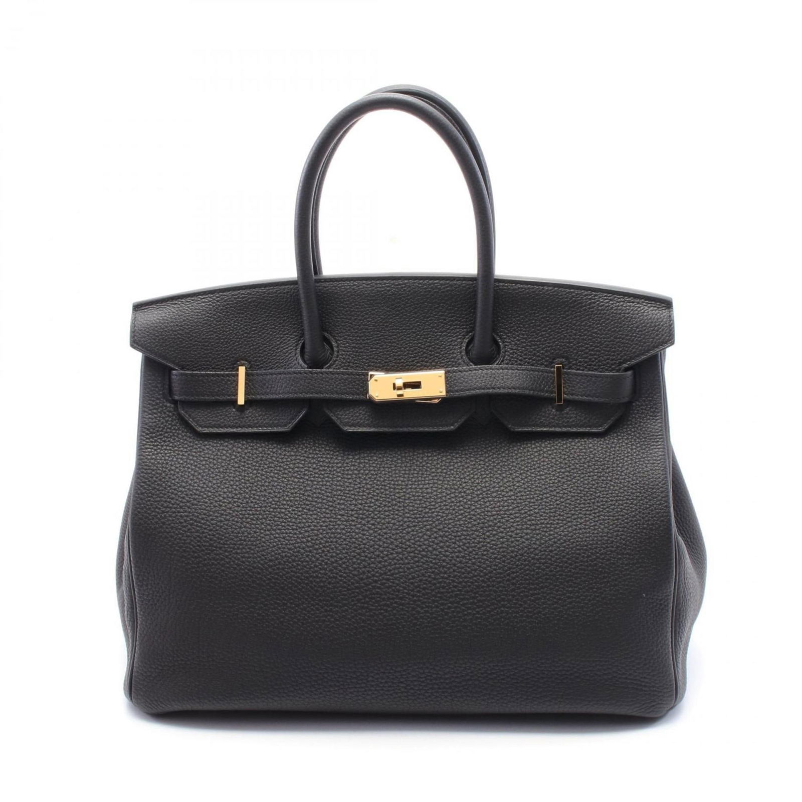 Black Leather Travel Bag Birkin 35 by Hermes: Black Leather Travel Bag Birkin 35 by Hermes This Hermes Birkin 35 handbag features black leather construction with metal fittings, offering a classic and elegant look. Designed for women, it is craft