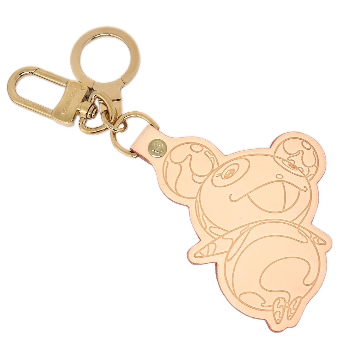 Panda Keyring Gold Plated Charm by Louis Vuitton M62637: Panda Keyring Gold Plated Charm by Louis Vuitton M62637 This Louis Vuitton Porte Cles Panda key holder charm features a gold-plated finish and a playful panda motif. Designed as a stylish accessory fo