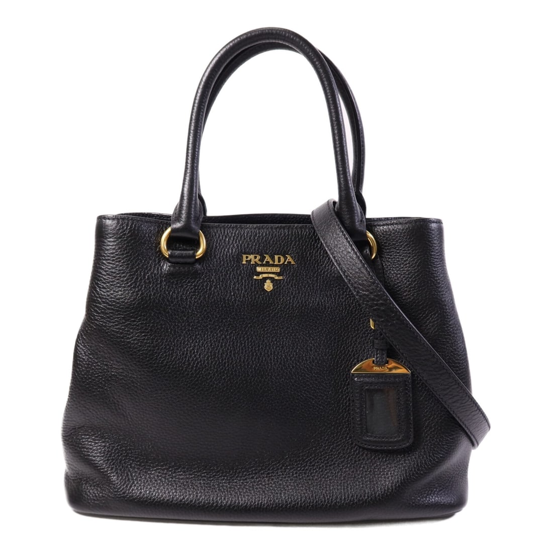 Prada Black Calfskin 1BA058 Shoulder Bag with Gold Hardware (1 of 17)