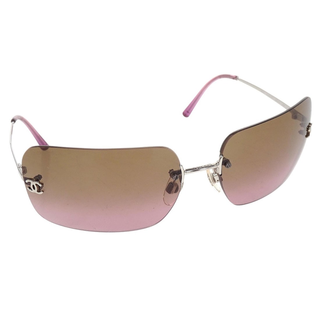 Chanel CC Logos Silver Frame Brown Lens Acrylic Sunglasses (1 of 7)