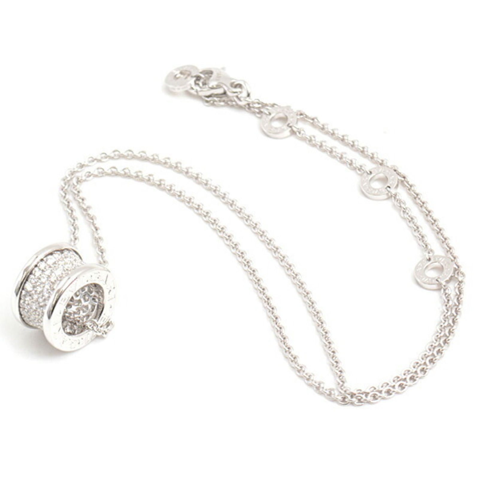 Bulgari B.Zero1 White Gold Pendant Necklace 46cm Italian Design: Bulgari B.Zero1 White Gold Pendant Necklace 46cm Italian Design The Bulgari B.Zero1 necklace features a pendant crafted from white gold with a silver color finish. Designed for women, this Italian-mad