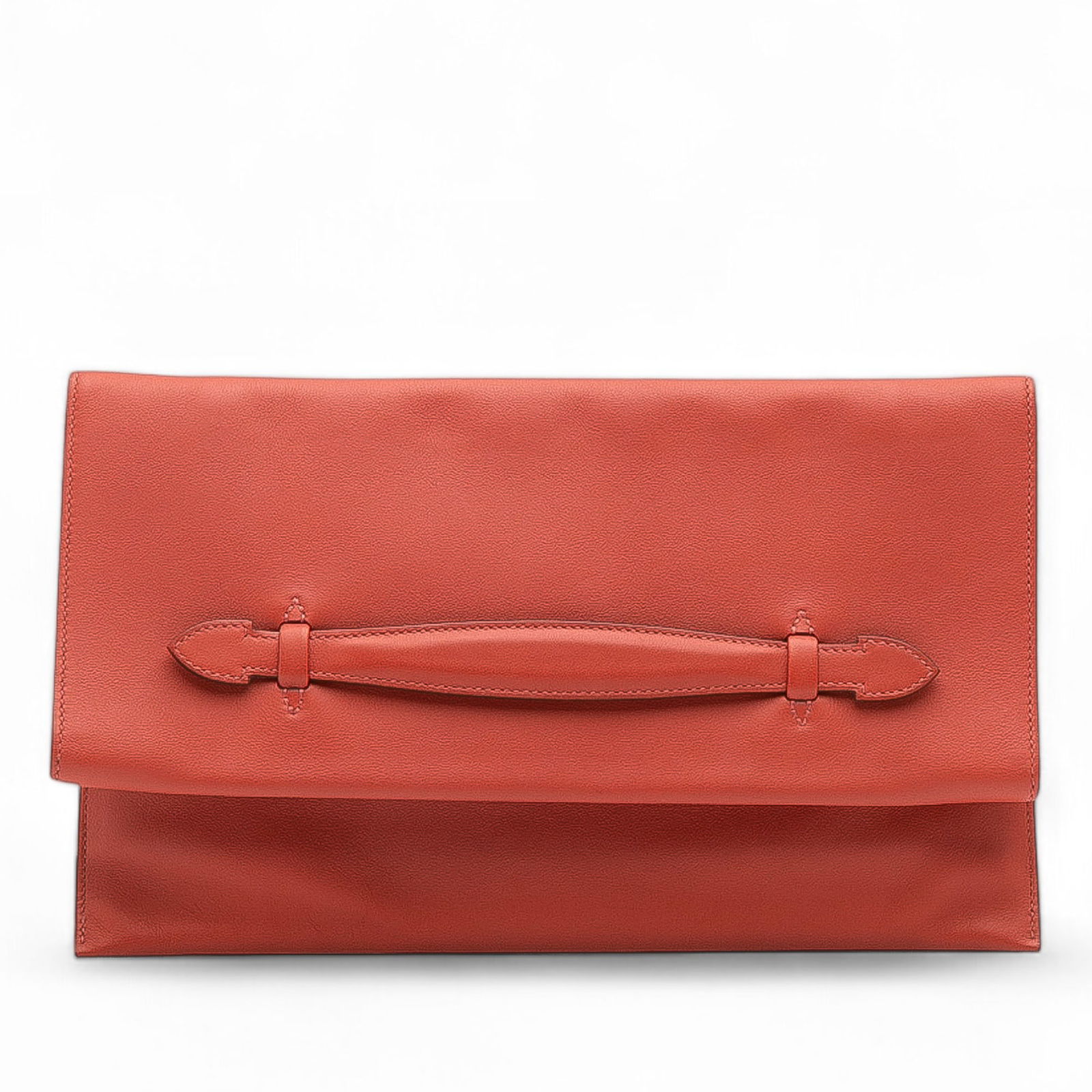 Hermes Evercolor Leather Pliplat Clutch Bag Red (1 of 10)