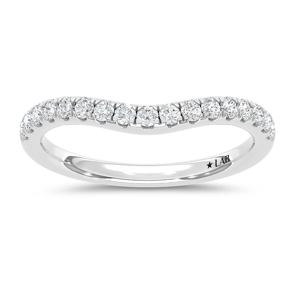 14K White Gold Lab Grown Diamond 1/3 Ct.Tw. Chevron Band: 14K White Gold Lab Grown Diamond 1/3 Ct.Tw. Chevron Band Add a modern and elegant touch to your jewelry collection with this 14K white gold chevron band, featuring 1/3 carat total weight of sparkling