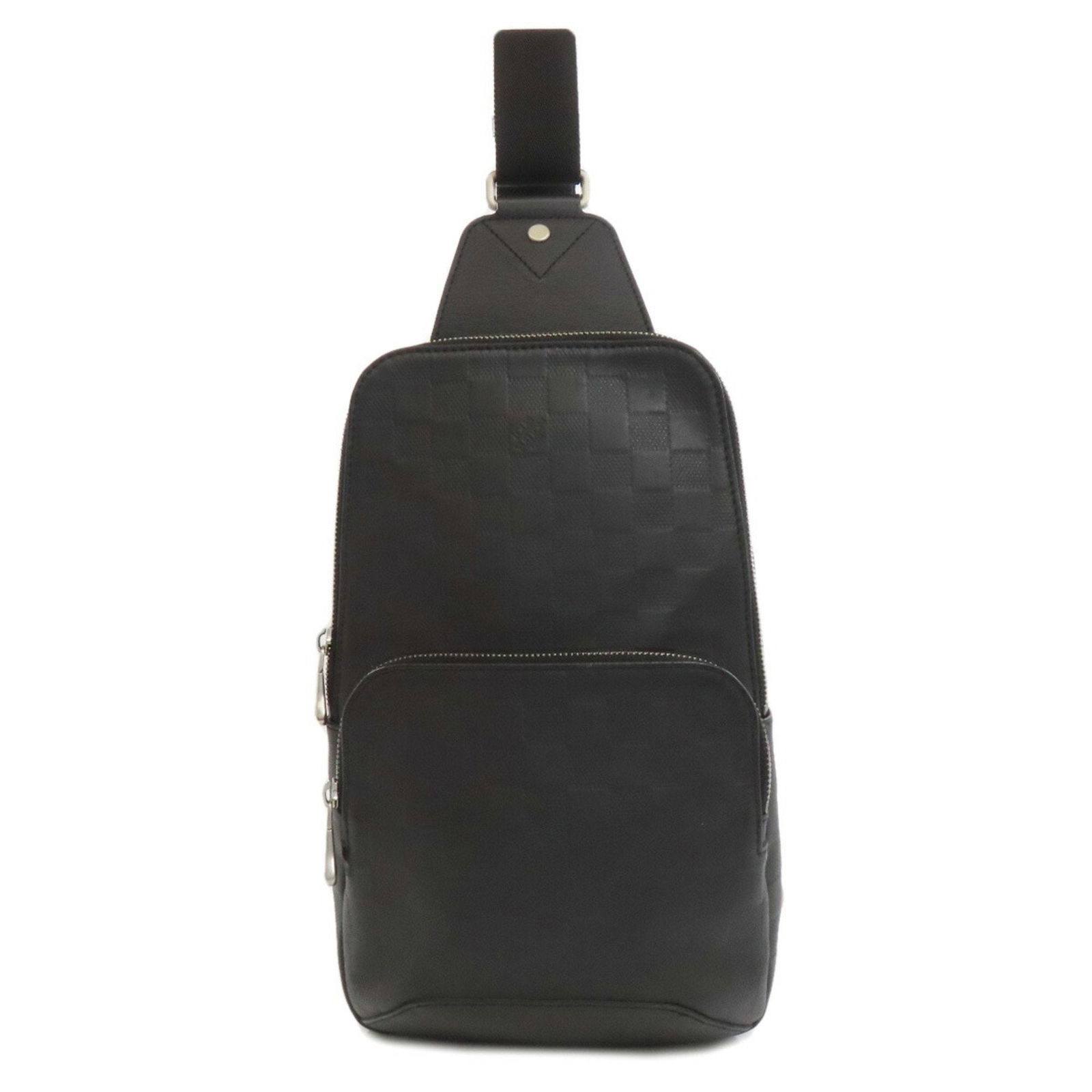 Louis Vuitton Avenue Black Leather Crossbody Bag for Men: Louis Vuitton Avenue Black Leather Crossbody Bag for Men This Louis Vuitton Avenue bag is crafted from black leather and is designed for men. It features a spacious interior, an adjustable strap, and