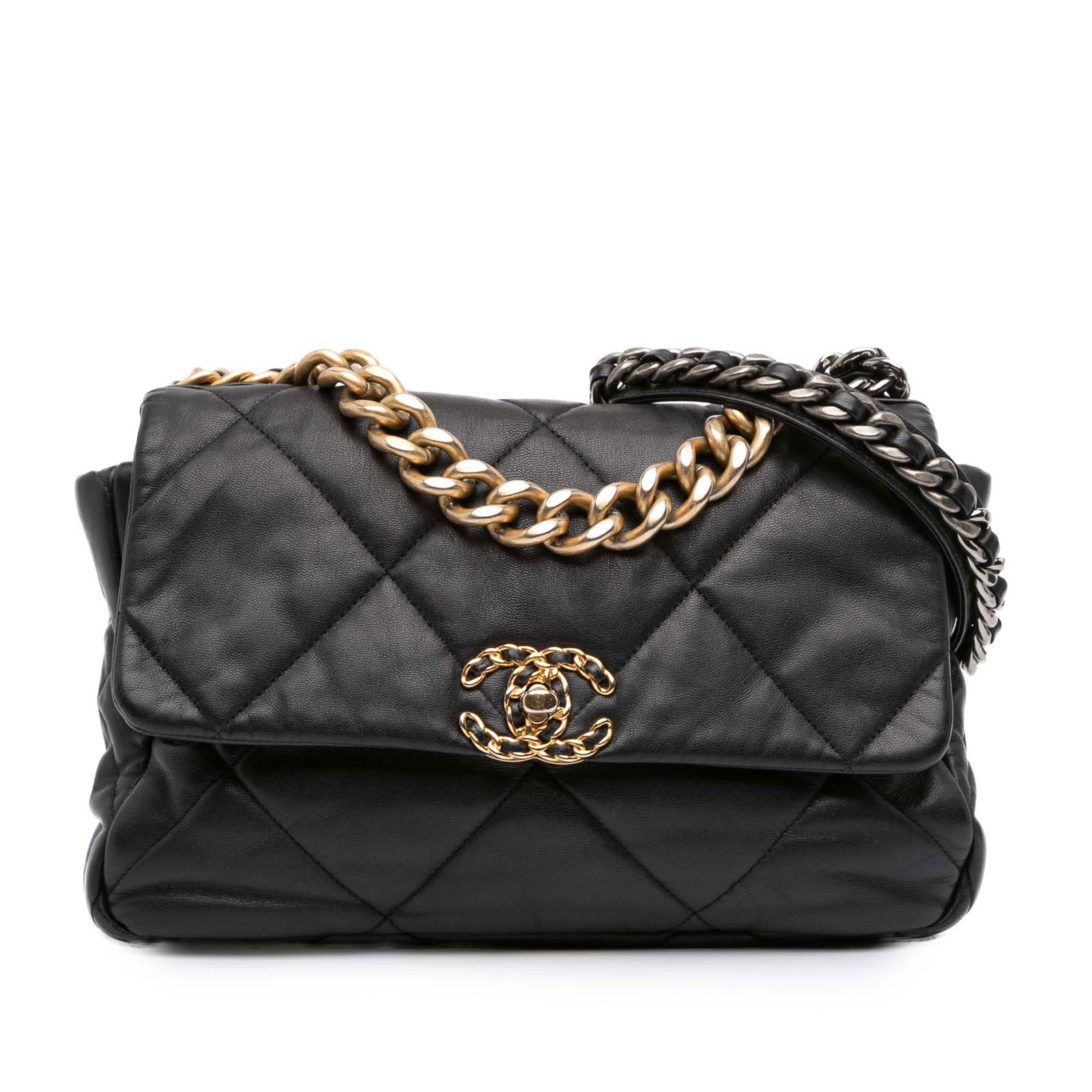 Chanel Large 19 Flap Bag Black Lambskin with CC Twist Lock (1 of 10)