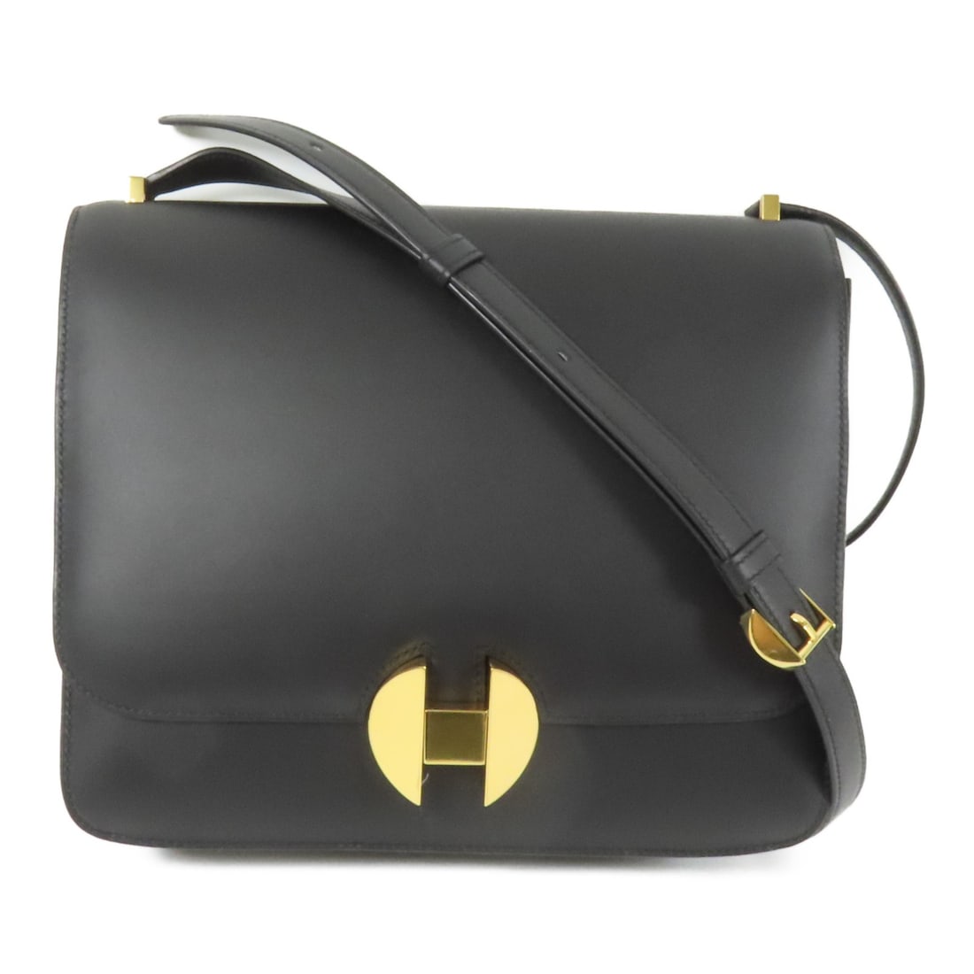 HERMES 2002 26 Shoulder Bag Black Calfskin GHW (1 of 16)