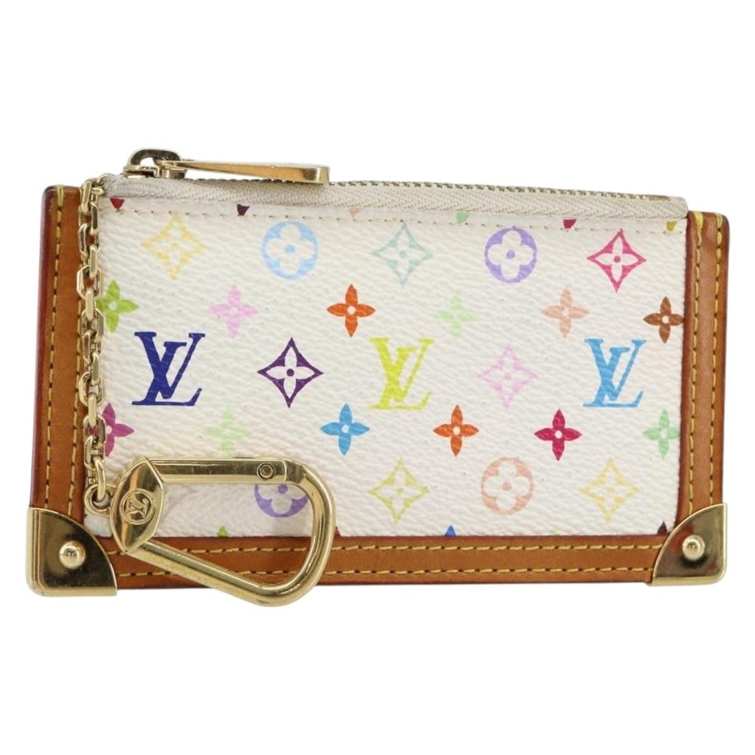 LOUIS VUITTON Monogram Multicolor Coin Purse White M92655 Auth (1 of 17)