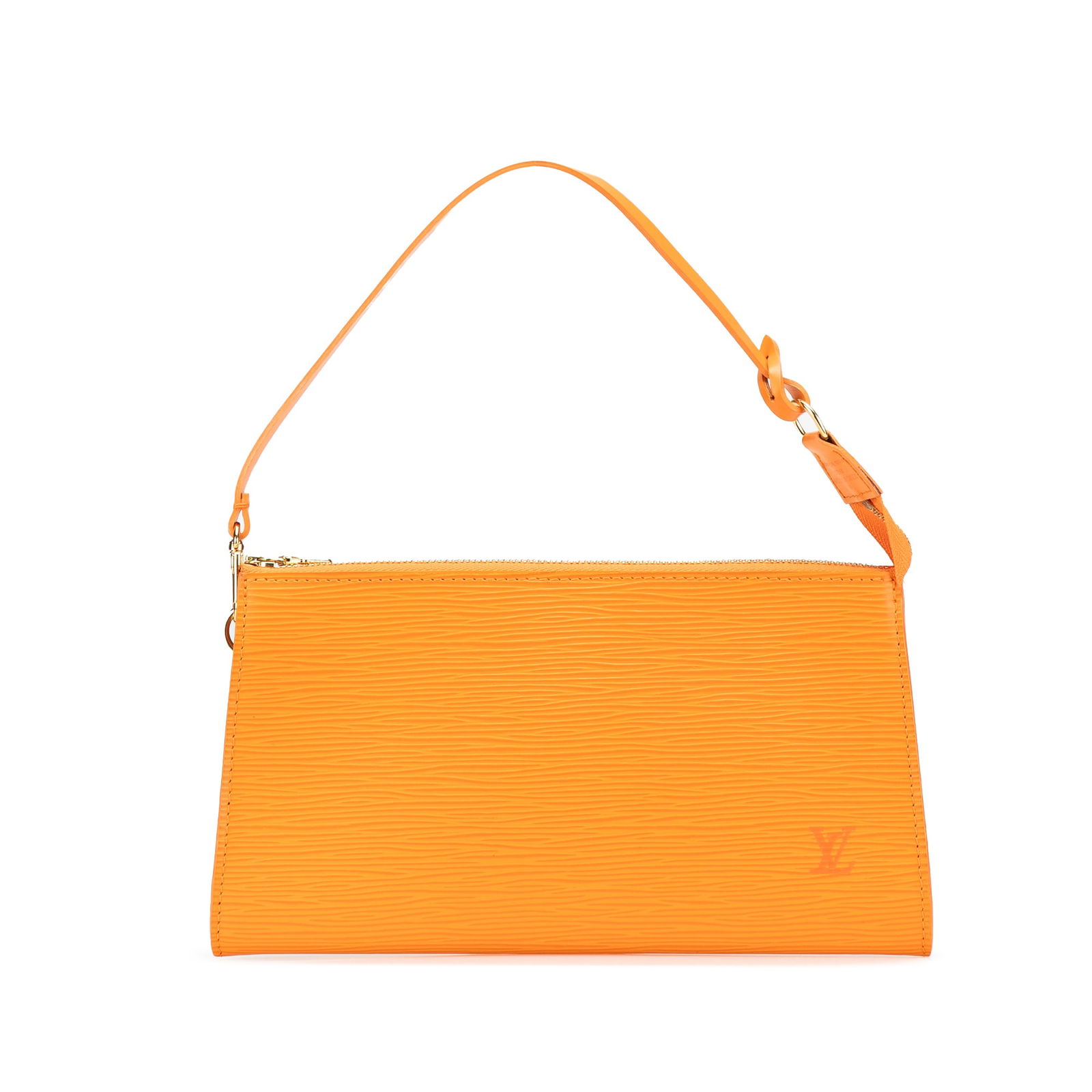 Louis Vuitton Epi Pochette Accessoires Orange Leather Bag: Louis Vuitton Epi Pochette Accessoires Orange Leather Bag The Louis Vuitton Epi Pochette Accessoires is a stylish and practical bag crafted from durable epi leather in a vibrant orange color. It featu