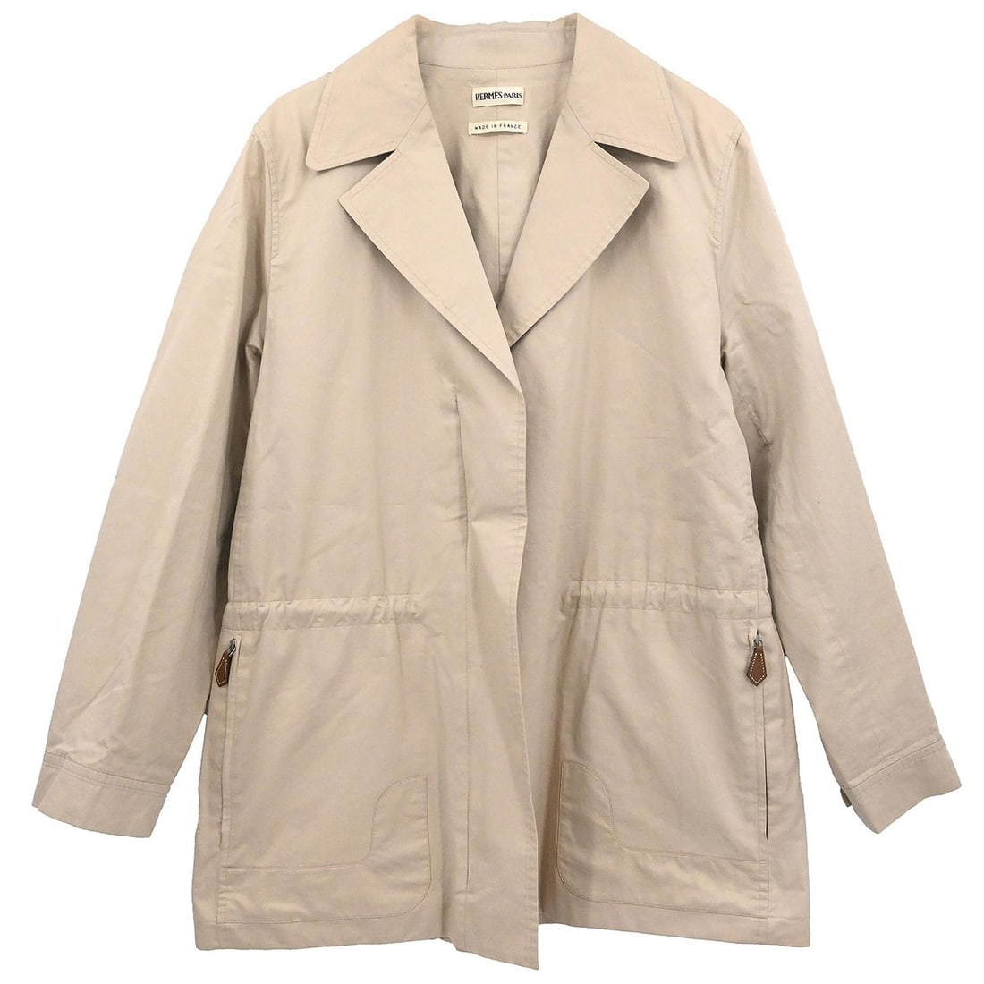Beige Cotton Mid-Length Zip Jacket by Hermes Size 38 (1 of 11)