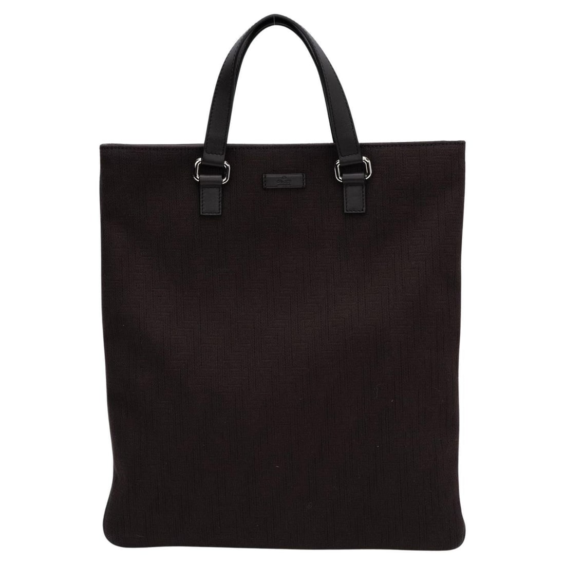 Gucci Monogram Brown Flat Tote Bag Unisex 15x13 Inches: Gucci Monogram Brown Flat Tote Bag Unisex 15x13 Inches This Gucci unisex large flat tote bag features a stylish brown monogram design paired with leather short handles. The tote is designed for versat