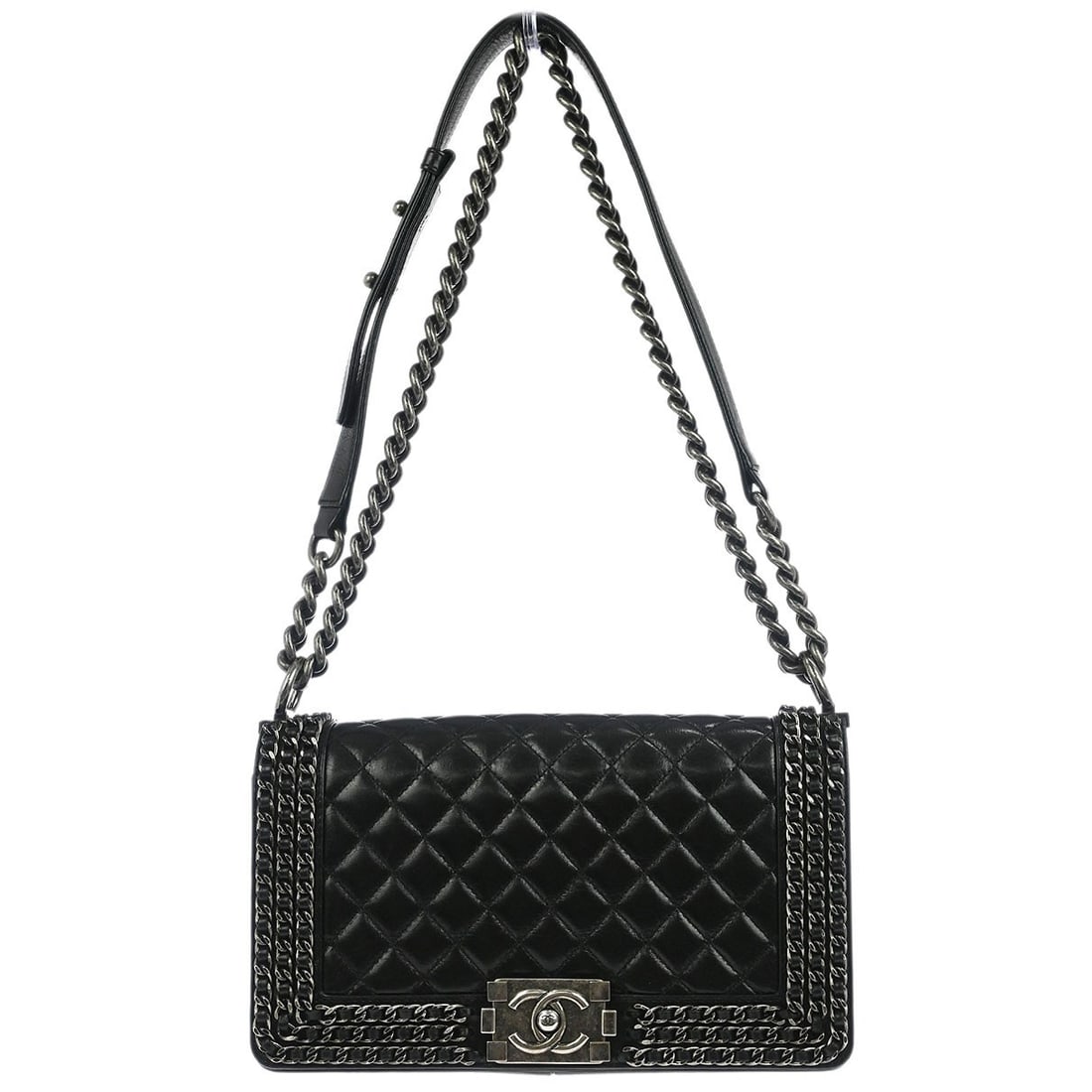 Chanel Boy Black Lambskin Medium Shoulder Bag with Silver Hardware (1 of 10)