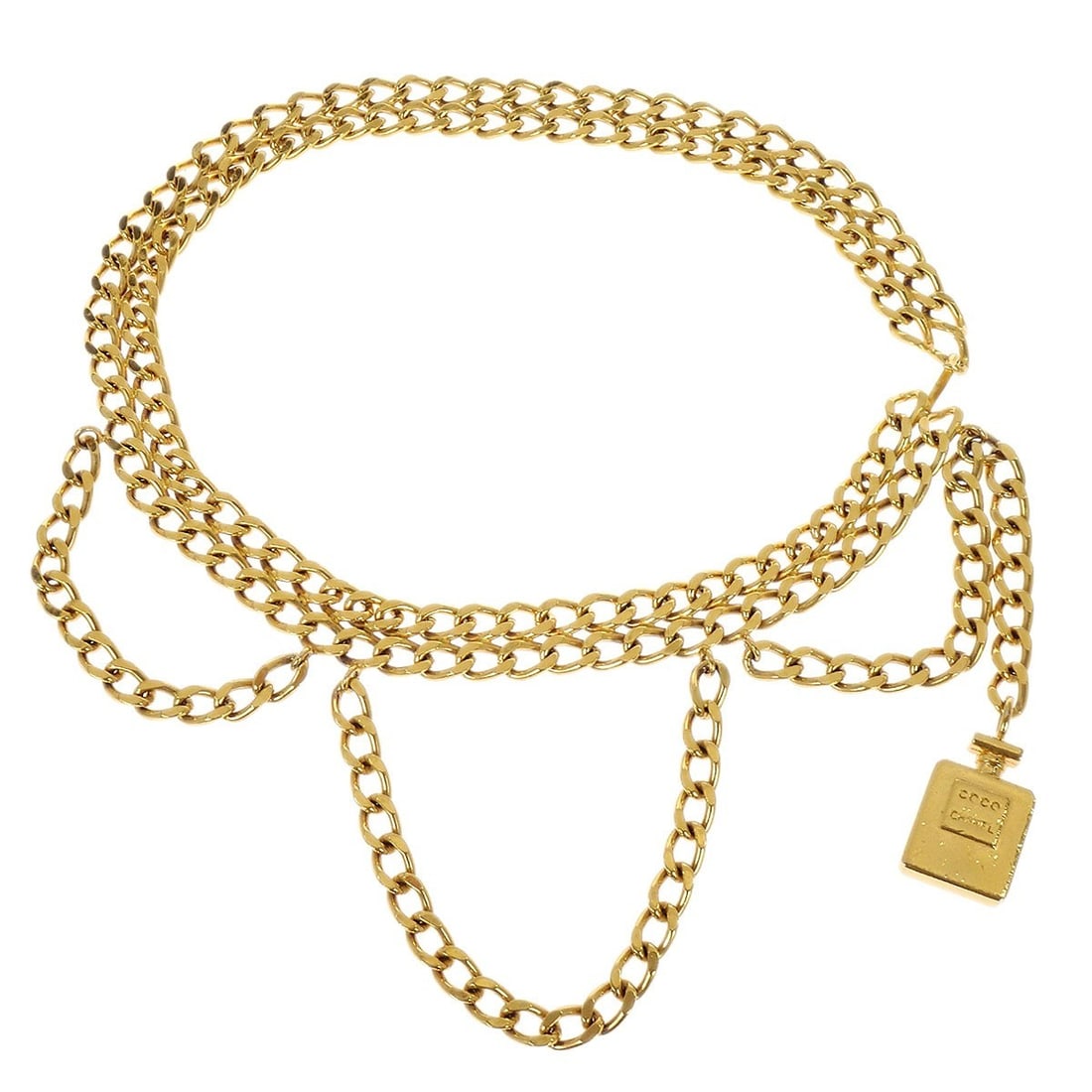 Gold-Plated Chain Belt with Perfume Charm by Chanel Small Size (1 of 4)