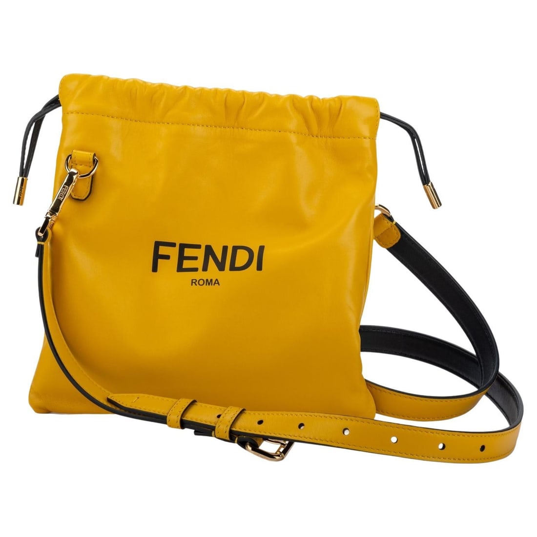 Fendi Yellow Lambskin Small Crossbody Bag with Gold Hardware: Fendi Yellow Lambskin Small Crossbody Bag with Gold Hardware Introducing the Fendi New Yellow Lambskin Small Crossbody Bag, a perfect blend of style and functionality. This exquisite bag features a vi