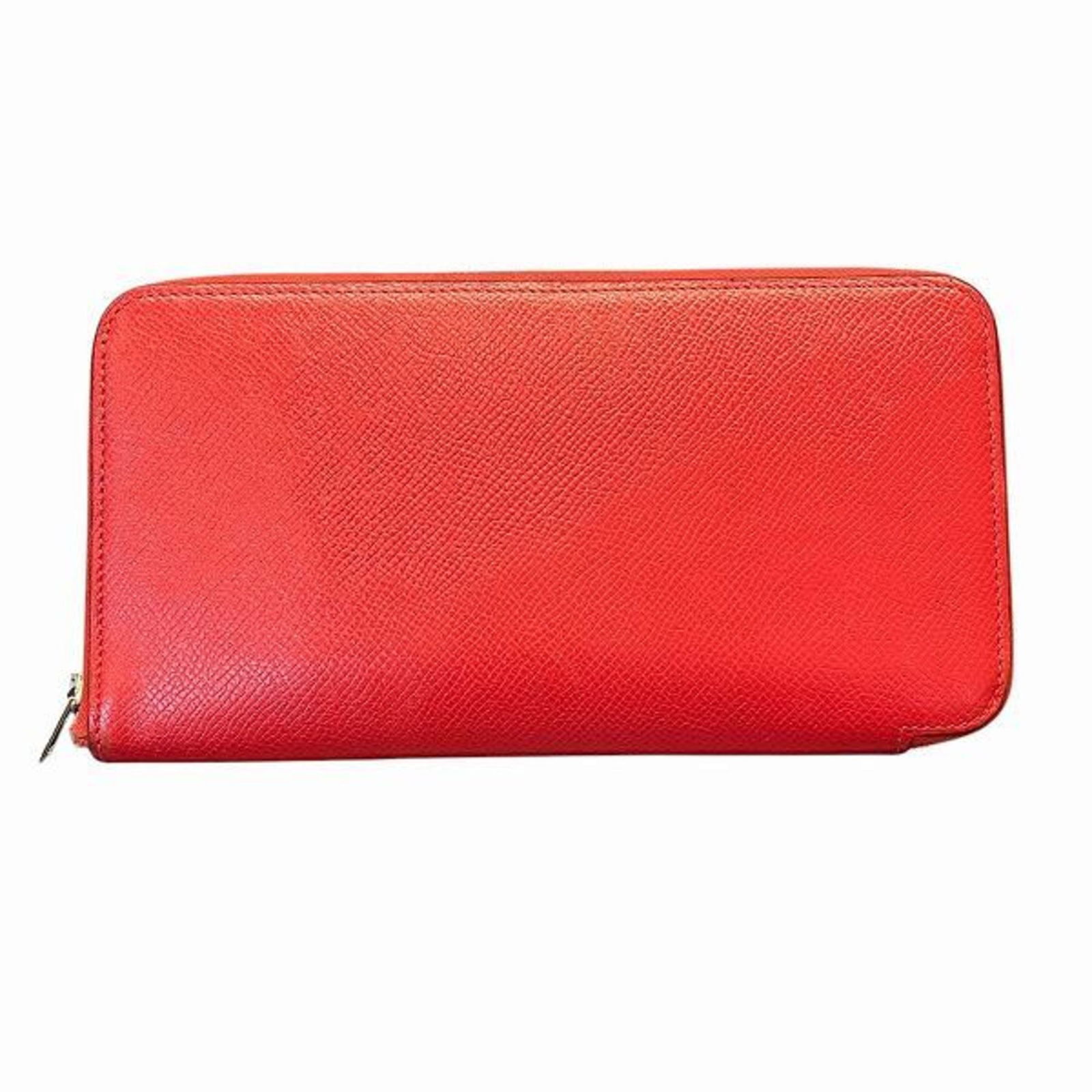 Red Leather Hermes Azap Wallet Unisex 10cm x 20cm (1 of 1)