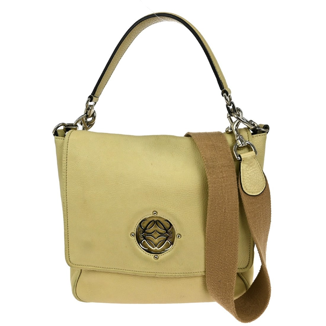 Loewe Beige Leather Medium Bucket Shoulder Bag with Zip Closure: Loewe Beige Leather Medium Bucket Shoulder Bag with Zip Closure This Loewe Beige Leather Bucket Shoulder Bag combines functionality and style, making it an ideal choice for casual occasions. The bag f