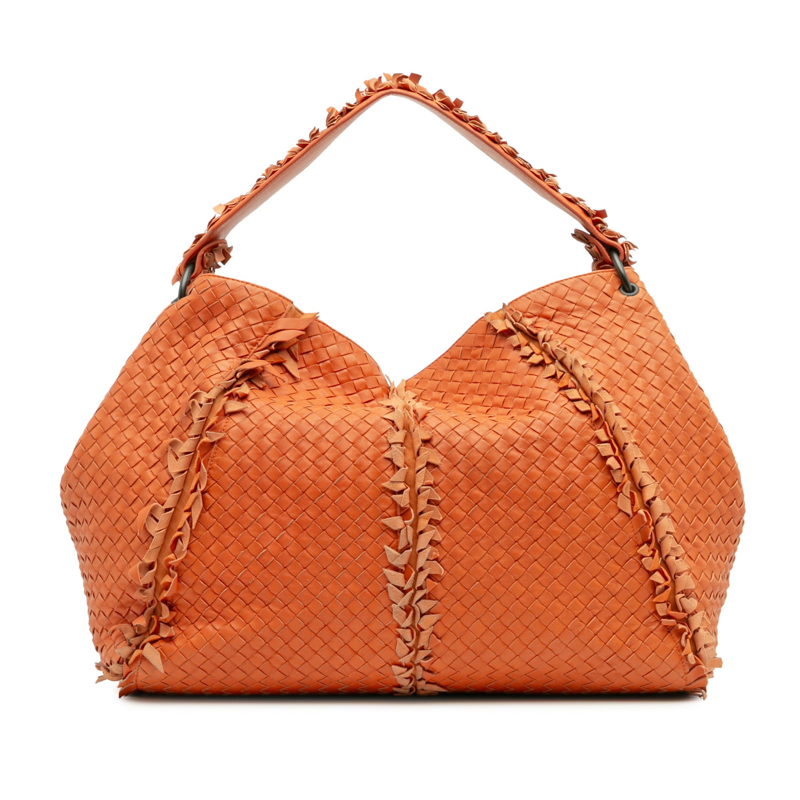 Bottega Veneta Large Nappa Intrecciato Franges Hobo Bag Orange Leather (1 of 12)