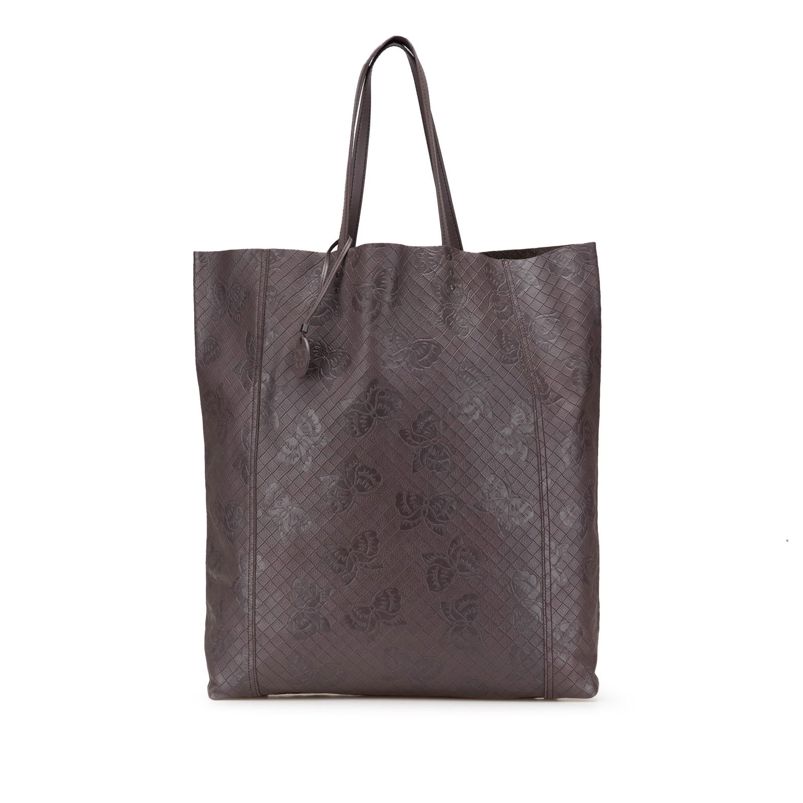 Bottega Veneta Leather Intrecciomirage Butterfly Tote Brown Italy: Bottega Veneta Leather Intrecciomirage Butterfly Tote Brown Italy The Bottega Veneta Leather Intrecciomirage Butterfly Tote is a stylish and functional accessory crafted from embossed leather. This to