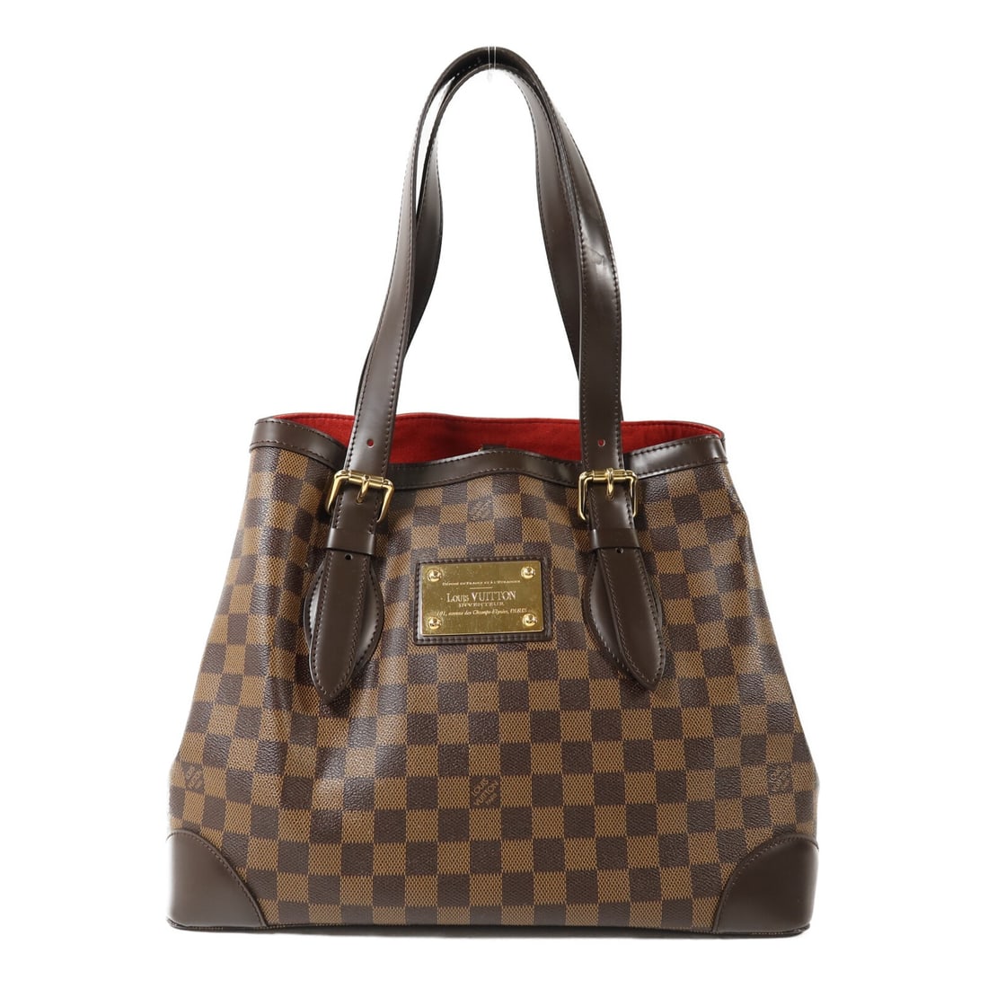 Louis Vuitton Hampstead MM Brown Monogram Tote with Gold Hardware N51204: Louis Vuitton Hampstead MM Brown Monogram Tote with Gold Hardware N51204 This is a Louis Vuitton Hampstead MM tote bag crafted from brown PVC coated canvas with the signature monogram pattern. The bag