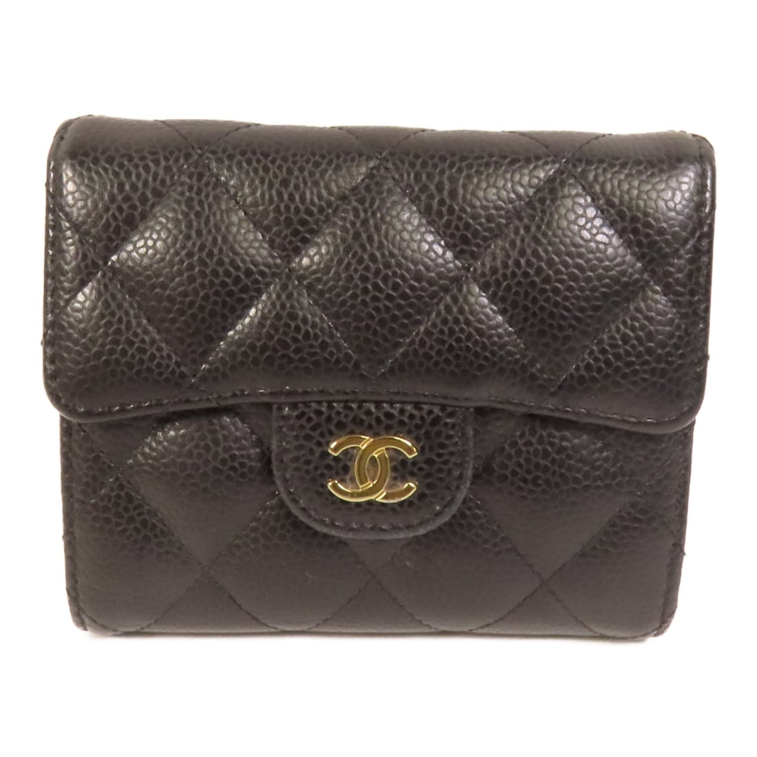 Black Calfskin Tri Fold Wallet CHANEL CC A82288 with Gold Hardware (1 of 14)