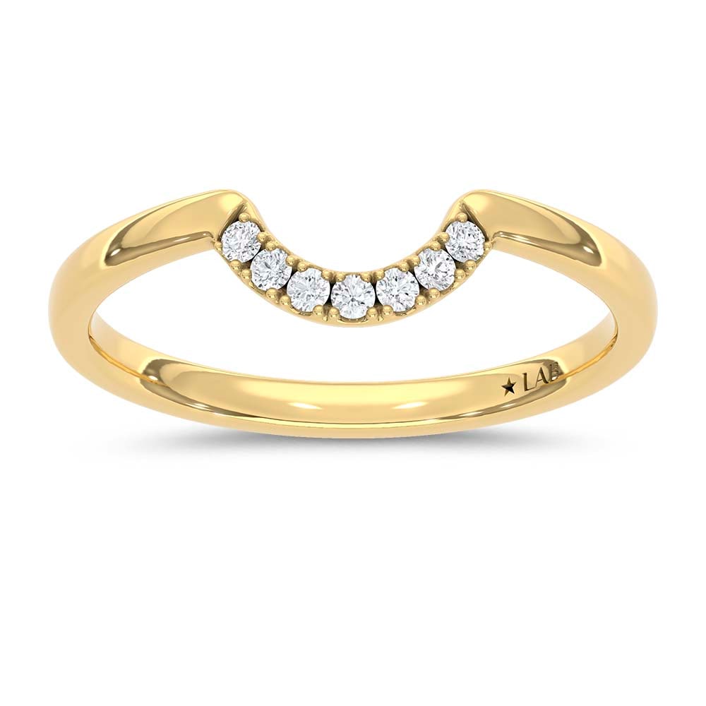 14K Yellow Gold Lab Grown Round Diamond 3/4 Ct.Tw. Chevron Band: 14K Yellow Gold Lab Grown Round Diamond 3/4 Ct.Tw. Chevron Band Indulge in elegance with this 14K Yellow Gold Chevron Band, showcasing 3/4 Ct.Tw. of radiant round lab-grown diamonds. The warm yellow g