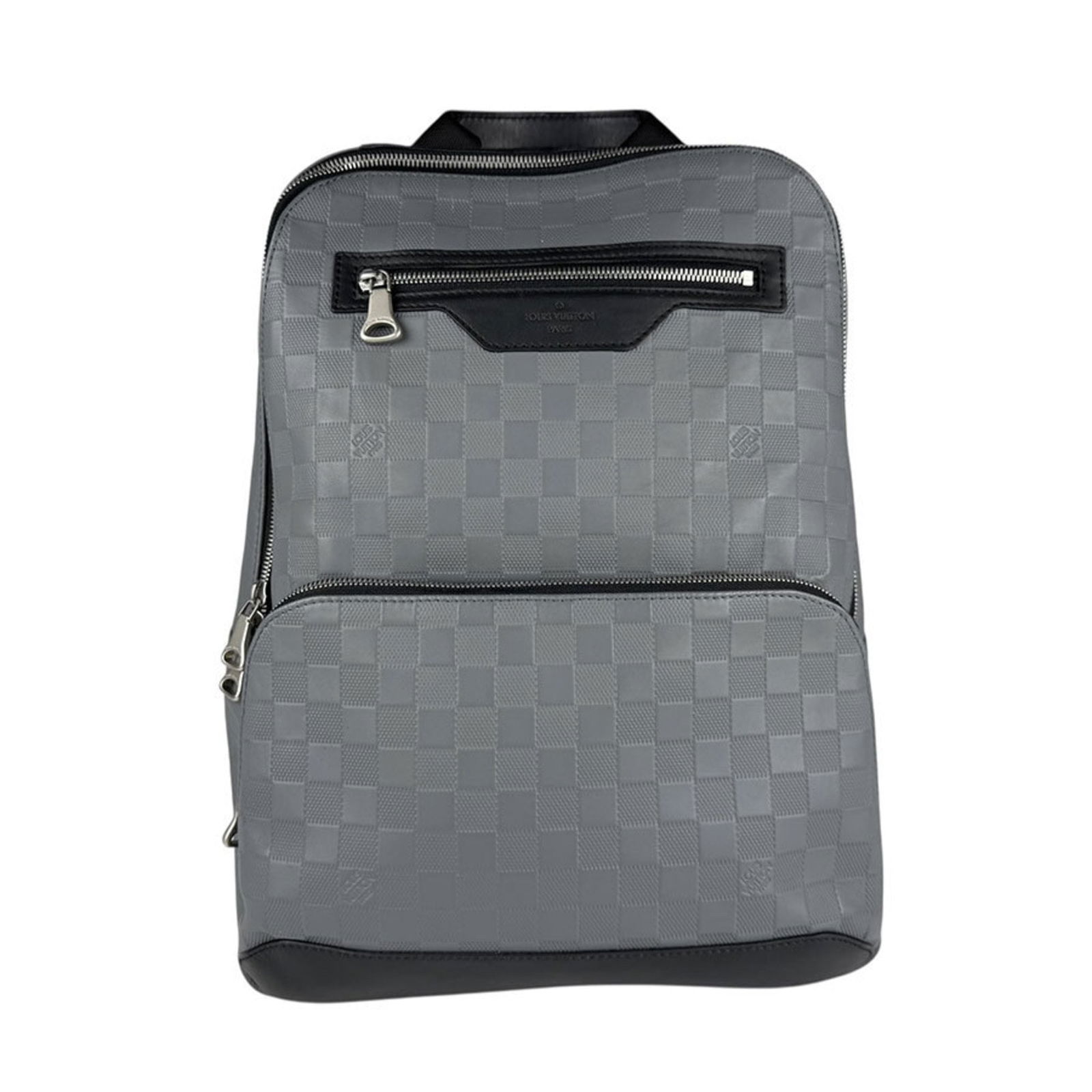 Avenue Grey Canvas Backpack by Louis Vuitton: Avenue Grey Canvas Backpack by Louis Vuitton Louis Vuitton Avenue bag in grey canvas, designed for universal use. The exterior shows slight loss of shape, while the interior has minor dirt. Handles di