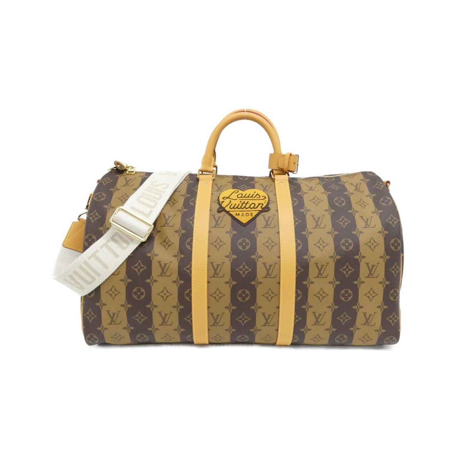 Louis Vuitton Keepall Bandouliere 50 Brown Canvas Travel Bag: Louis Vuitton Keepall Bandouliere 50 Brown Canvas Travel Bag The Louis Vuitton Keepall Bandouliere 50 is a un-used travel bag crafted from brown canvas. It features a spacious interior and a versatile