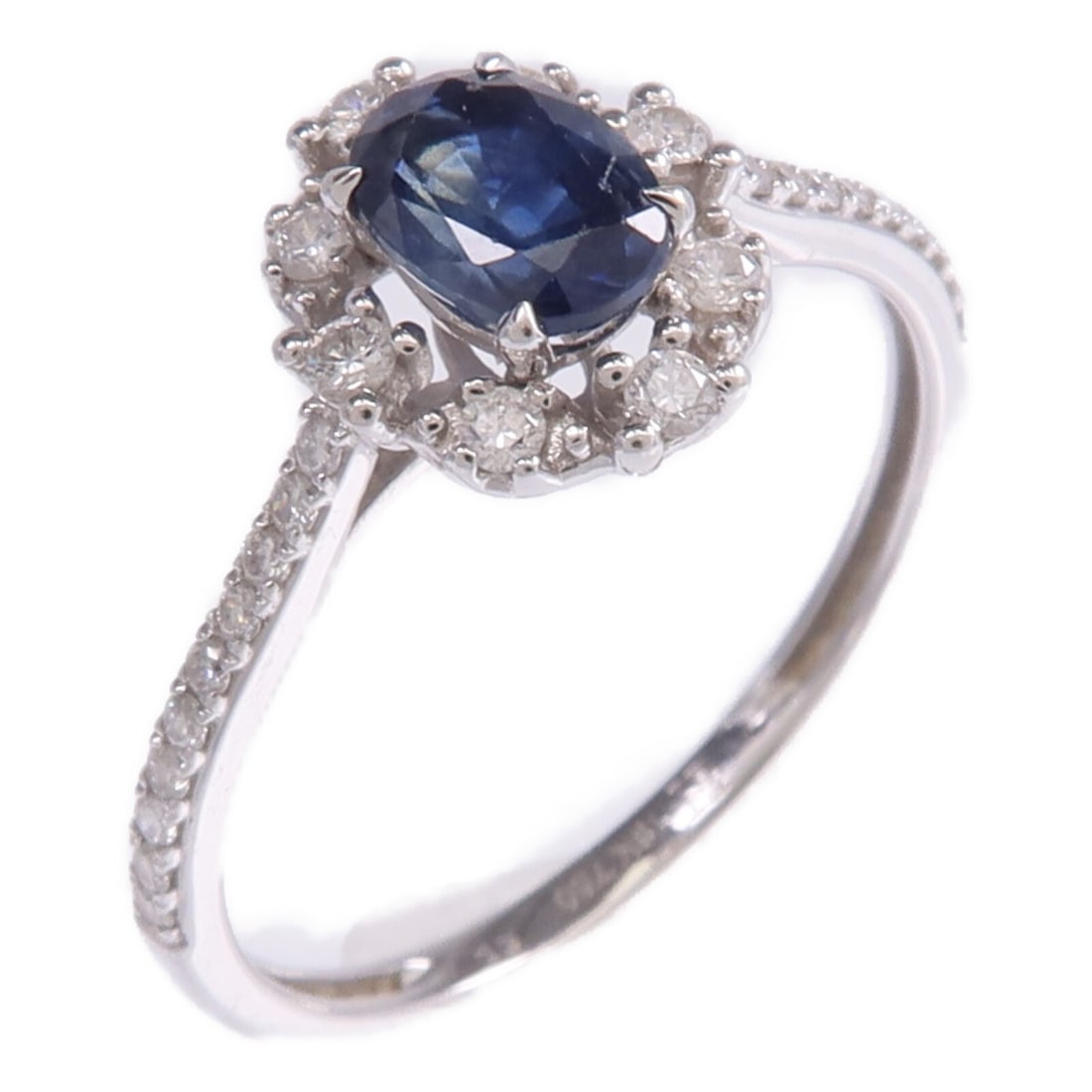18K White Gold Sapphire and Diamond Ring Size 6.75 (1 of 7)