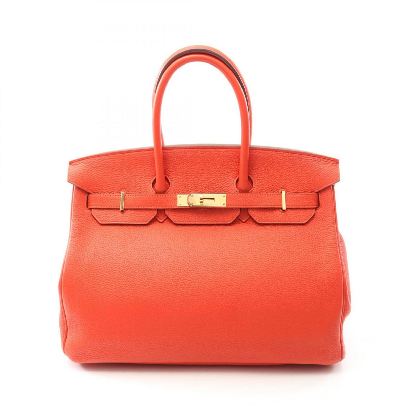 Red Leather Birkin 35 by Hermes Handbag 28cm x 35cm x 18cm: Red Leather Birkin 35 by Hermes Handbag 28cm x 35cm x 18cm This Hermes Birkin 35 handbag is crafted from red leather and designed for women. It features a structured silhouette with double handles and