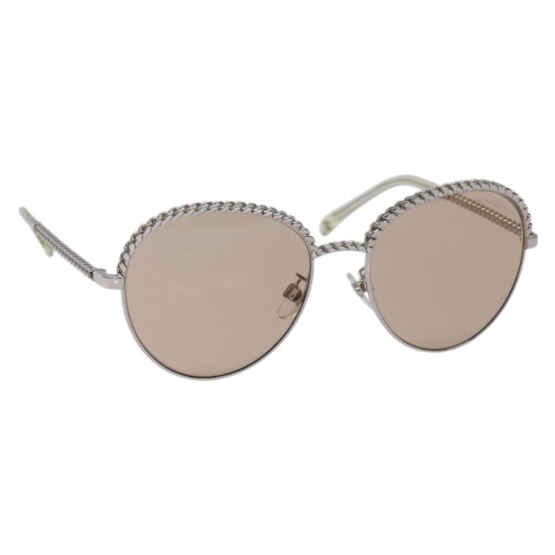 CHANEL Silver Plastic Sunglasses with Case Auth 135942: CHANEL Silver Plastic Sunglasses with Case Auth 135942 Elevate your style with these authentic CHANEL sunglasses, crafted in Italy from high-quality plastic. Featuring a sleek silver color, these sung