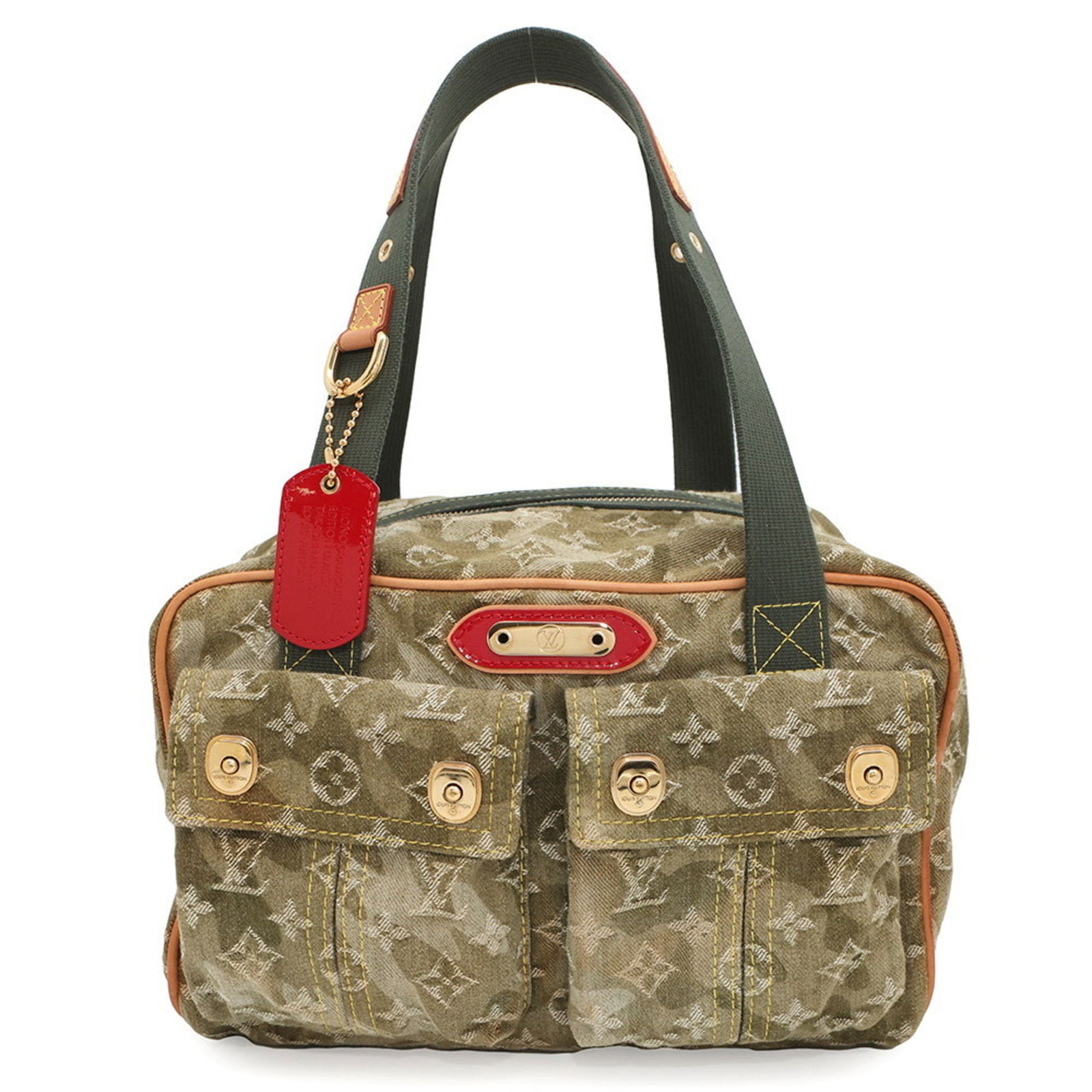 Green Canvas Louis Vuitton Jasmine Handbag for Women: Green Canvas Louis Vuitton Jasmine Handbag for Women This Louis Vuitton Jasmine handbag features a green canvas exterior, designed for women. The bag is crafted in France and offers a structured silho