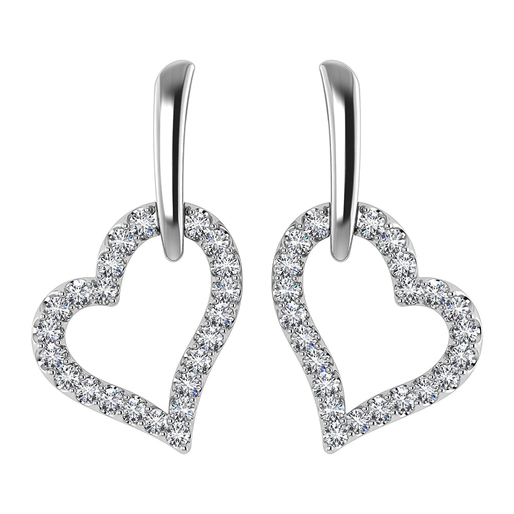 10K White Gold 1/5 Ct.Tw. Diamond Heart Earrings (1 of 3)