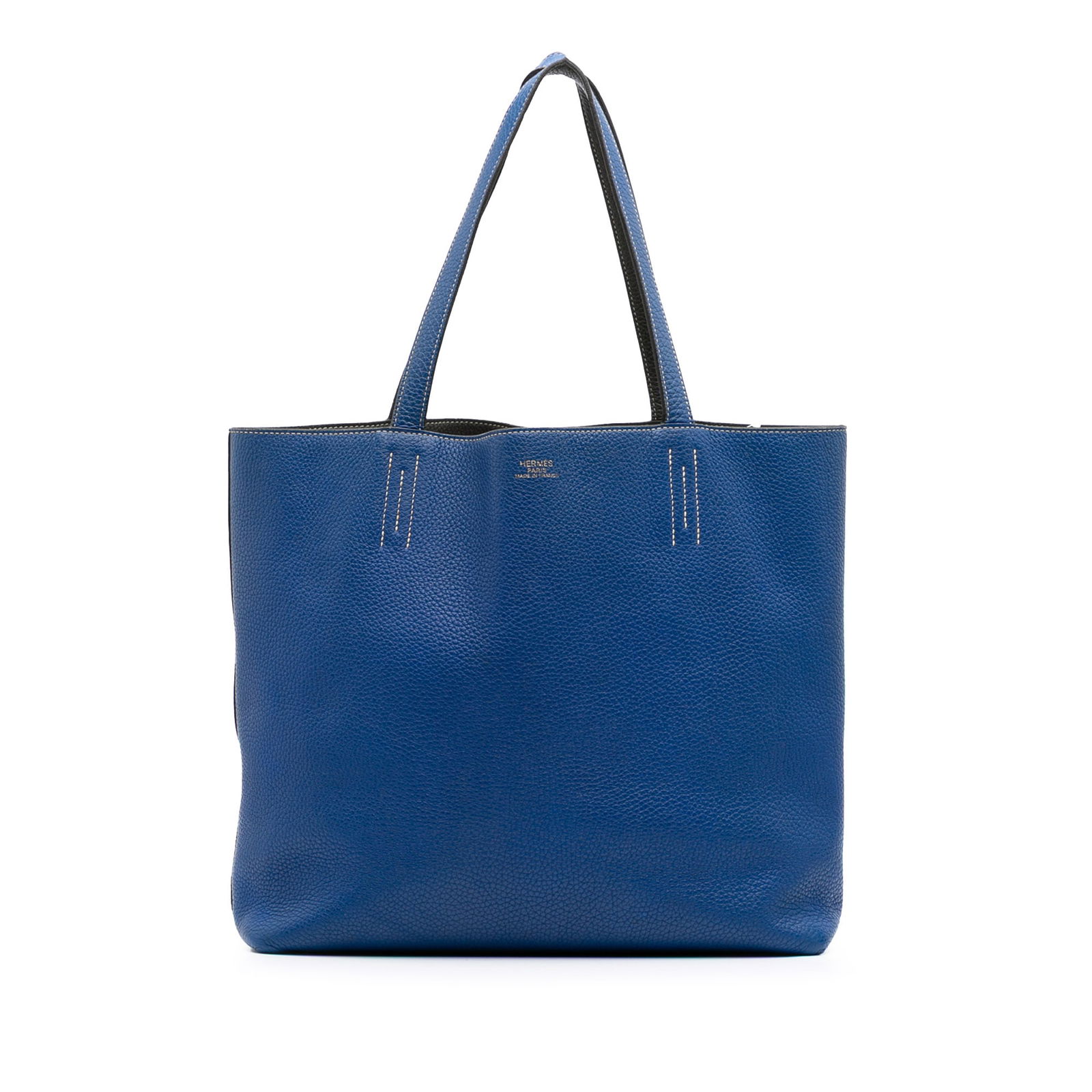 Hermes Clemence Double Sens 36 Blue Leather Tote Bag (1 of 10)