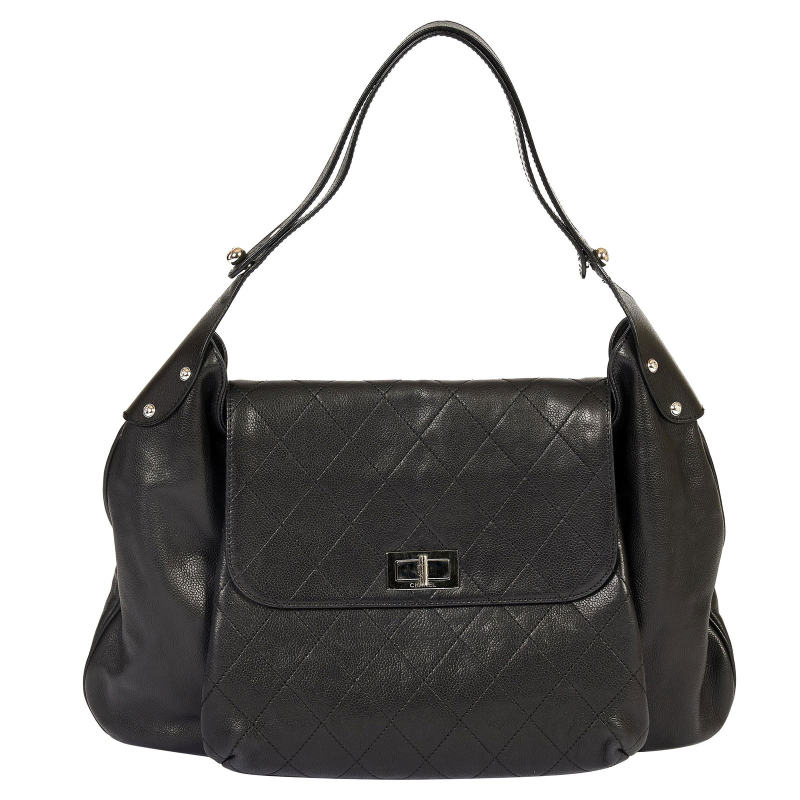 Chanel Black Caviar Leather Shoulder Bag with Attached Purse (1 of 6)