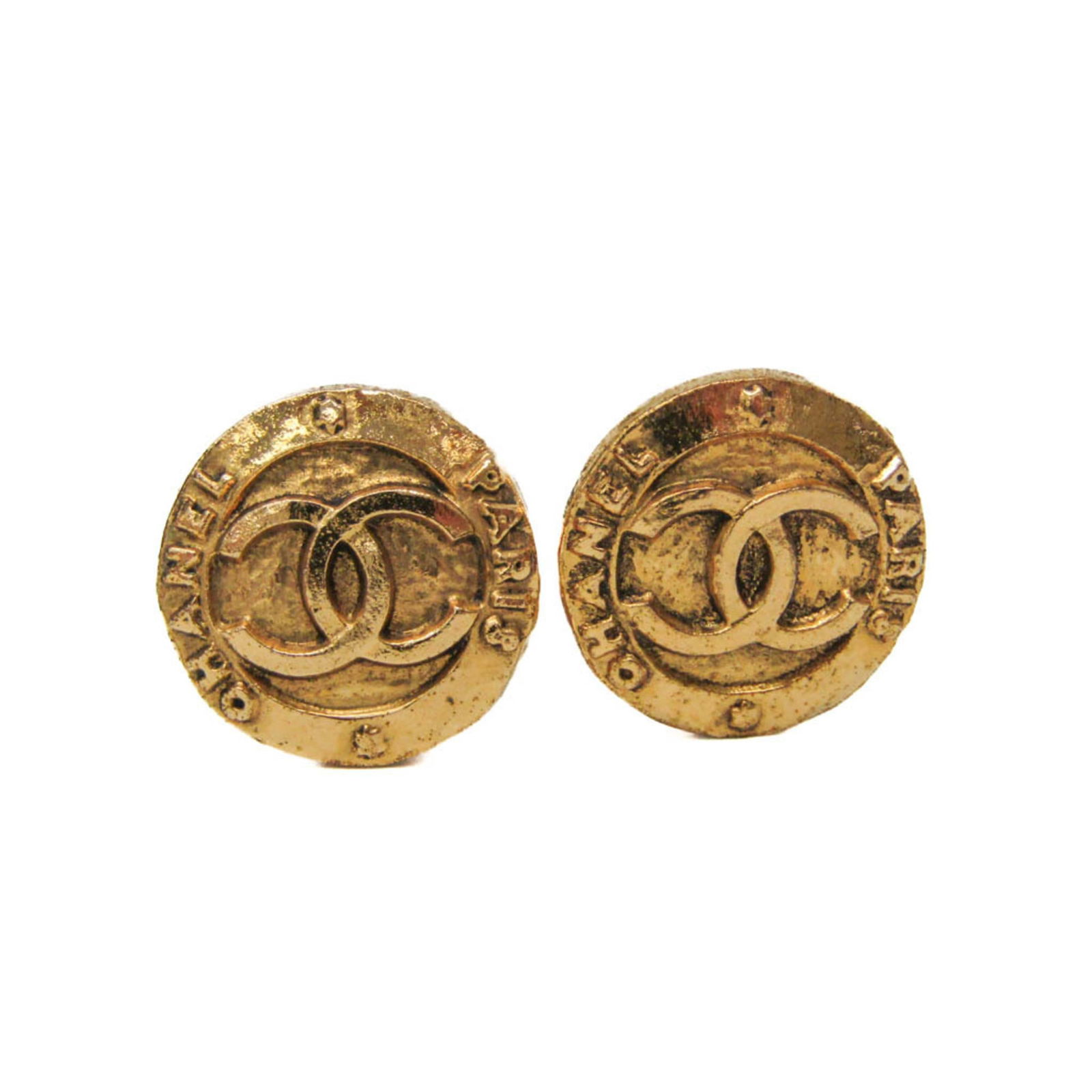 Gold Plated Coco Mark Earrings by Chanel: Gold Plated Coco Mark Earrings by Chanel This Chanel Coco Mark accessory features a gold-plated finish and a chic design. Crafted in France, it is designed for women and showcases the iconic Coco Mark