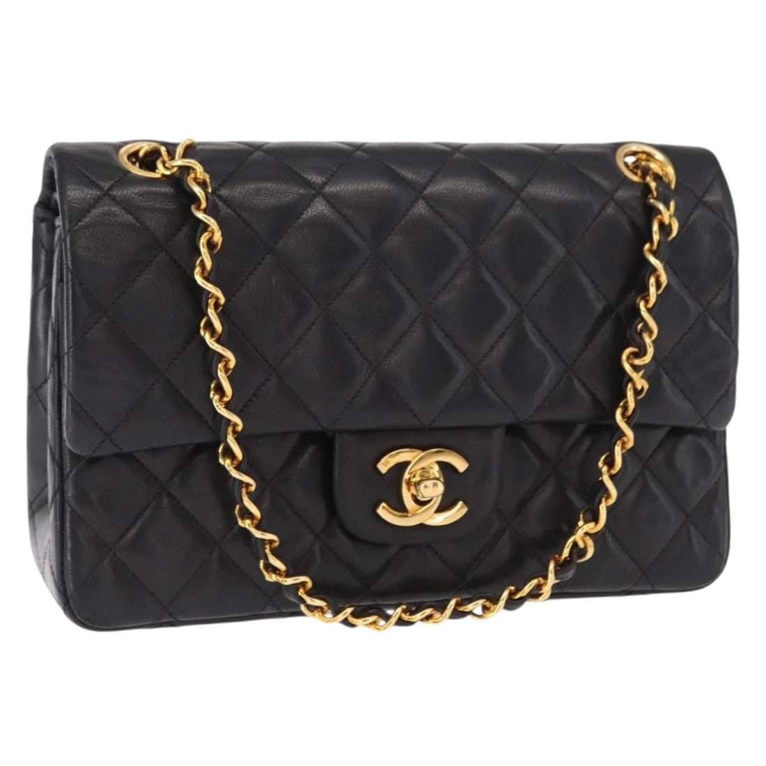 Chanel Matelasse 23 Black Lambskin Gold Chain Shoulder Bag with CC Logo (1 of 18)