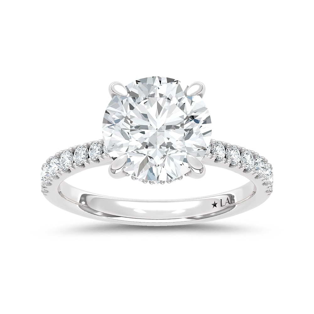 14K White Gold Lab Grown Diamond 3 3/8 Ct.Tw. Round Shape Hidden Halo Engagement Ring (1 of 4)