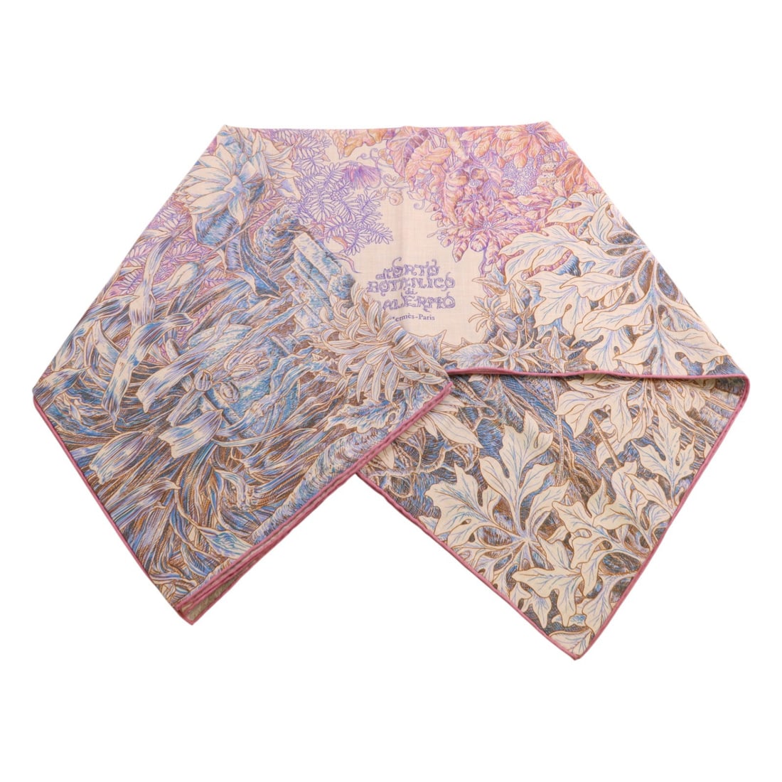 Mors A Jouets Cashmere Silk 140 Bandana Shawl Pink Purple by Hermes: Mors A Jouets Cashmere Silk 140 Bandana Shawl Pink Purple by Hermes This Hermes Mors A Jouets Bandana Shawl is crafted from a luxurious blend of cashmere and silk, featuring a light pink and purple mu