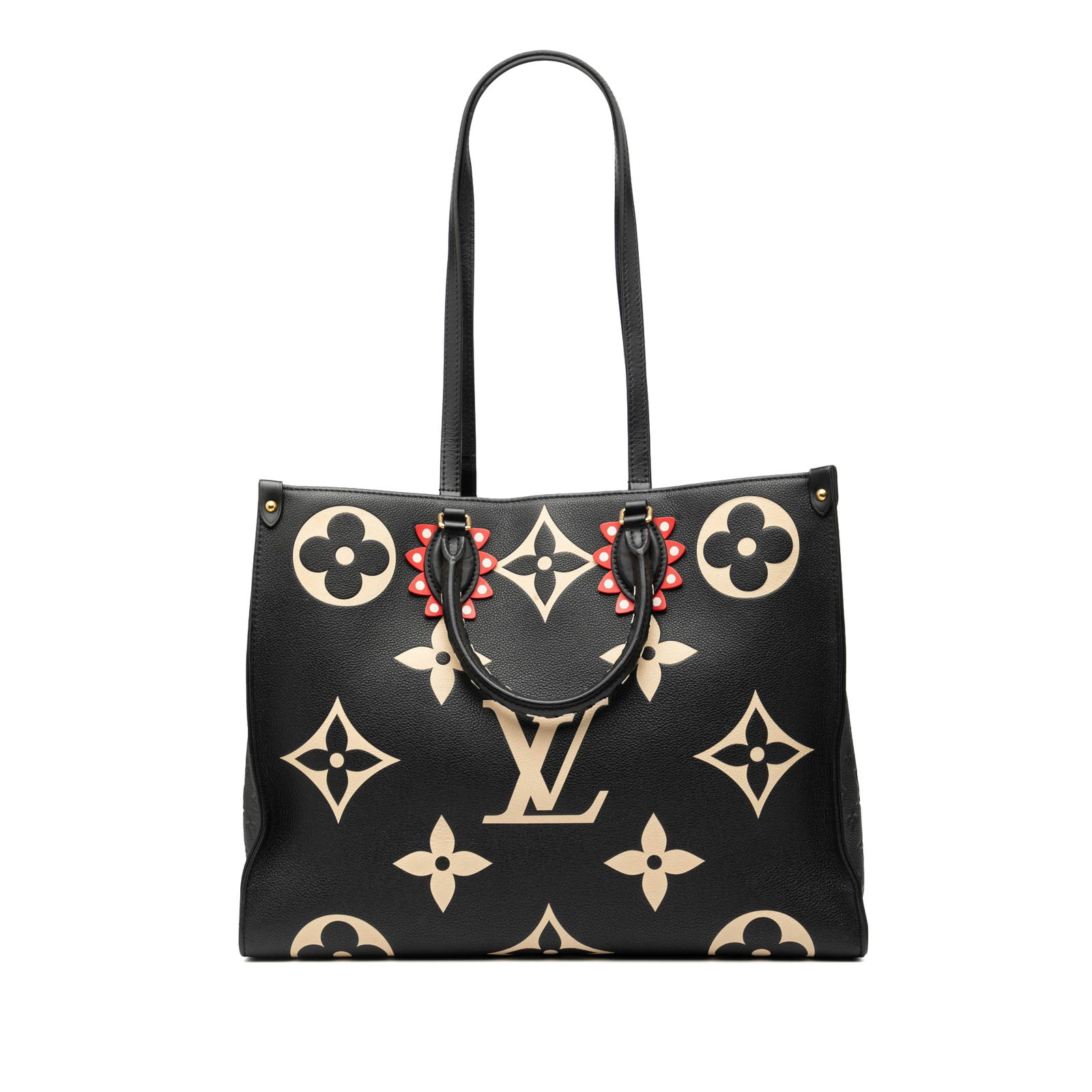 Louis Vuitton Giant Crafty Monogram Empreinte Onthego GM Leather Tote Bag: Louis Vuitton Giant Crafty Monogram Empreinte Onthego GM Leather Tote Bag This Louis Vuitton Onthego GM handbag features the Monogram Empreinte Giant Crafty design in black leather. It is equipped wit