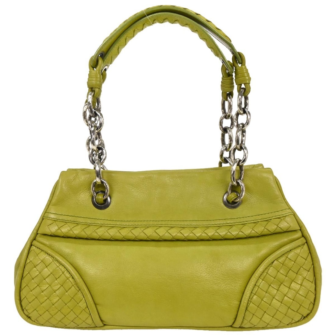 Bottega Veneta Green Intrecciato Leather Top Handle Handbag 137282 (1 of 10)