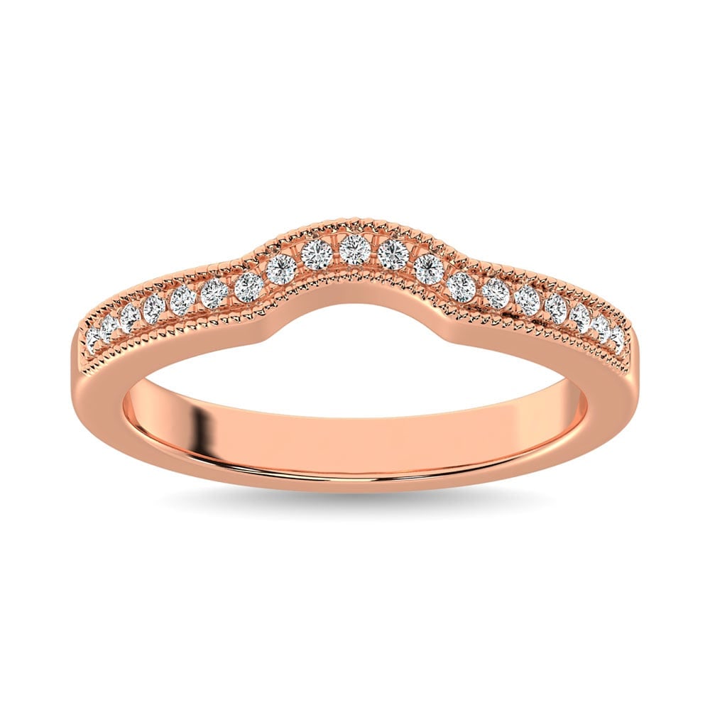 14K Rose Gold 1/6 Ct.tw Diamond Anniversary Band: 14K Rose Gold 1/6 Ct.tw Diamond Anniversary Band 14K Rose Gold Single Row Anniversary Band Set With Brilliant Cut Diamonds. The Simplicity Of This Band Holds Remarkable Beauty. Weighing Approximately