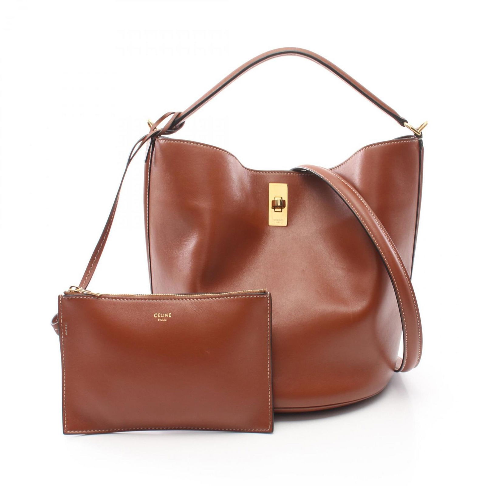 Leather Bucket Bag by Celine Model 16 in Brown (1 of 1)