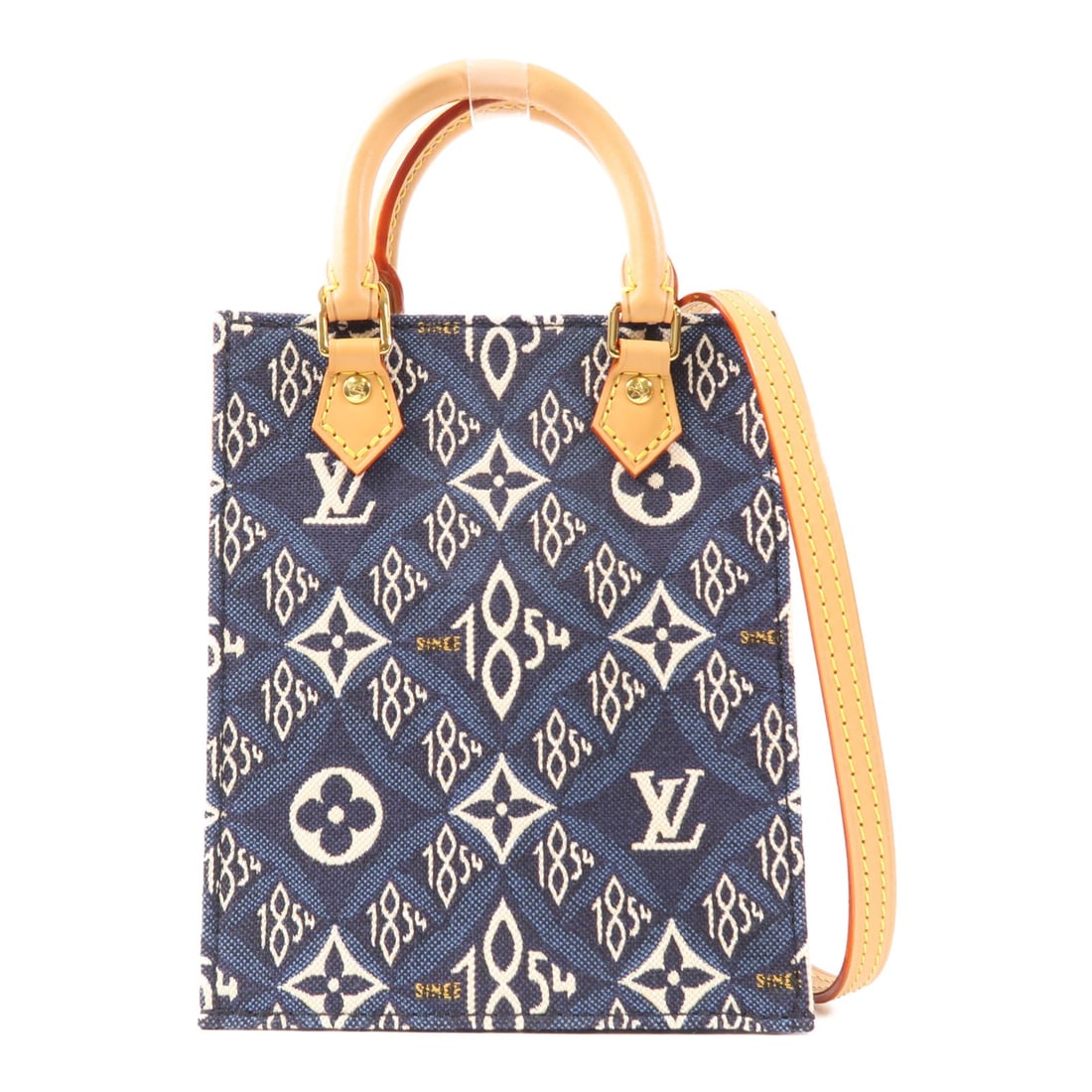 LOUIS VUITTON Petite Sac Plat 2 Way Bag M80288 Blue Monogram Jacquard (1 of 12)