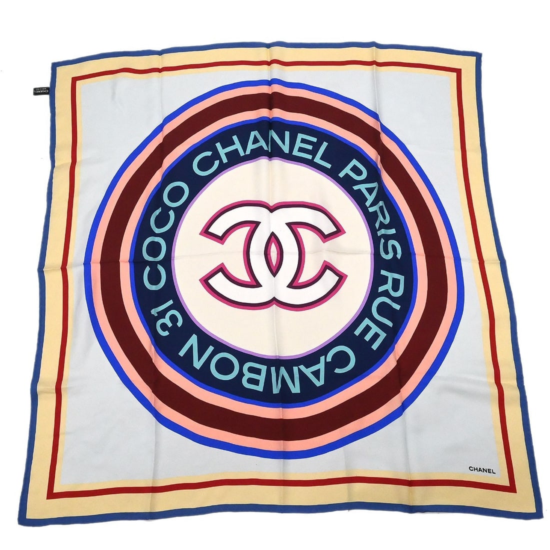 Chanel Silk Scarf in Light Blue Made in Italy (1 of 4)